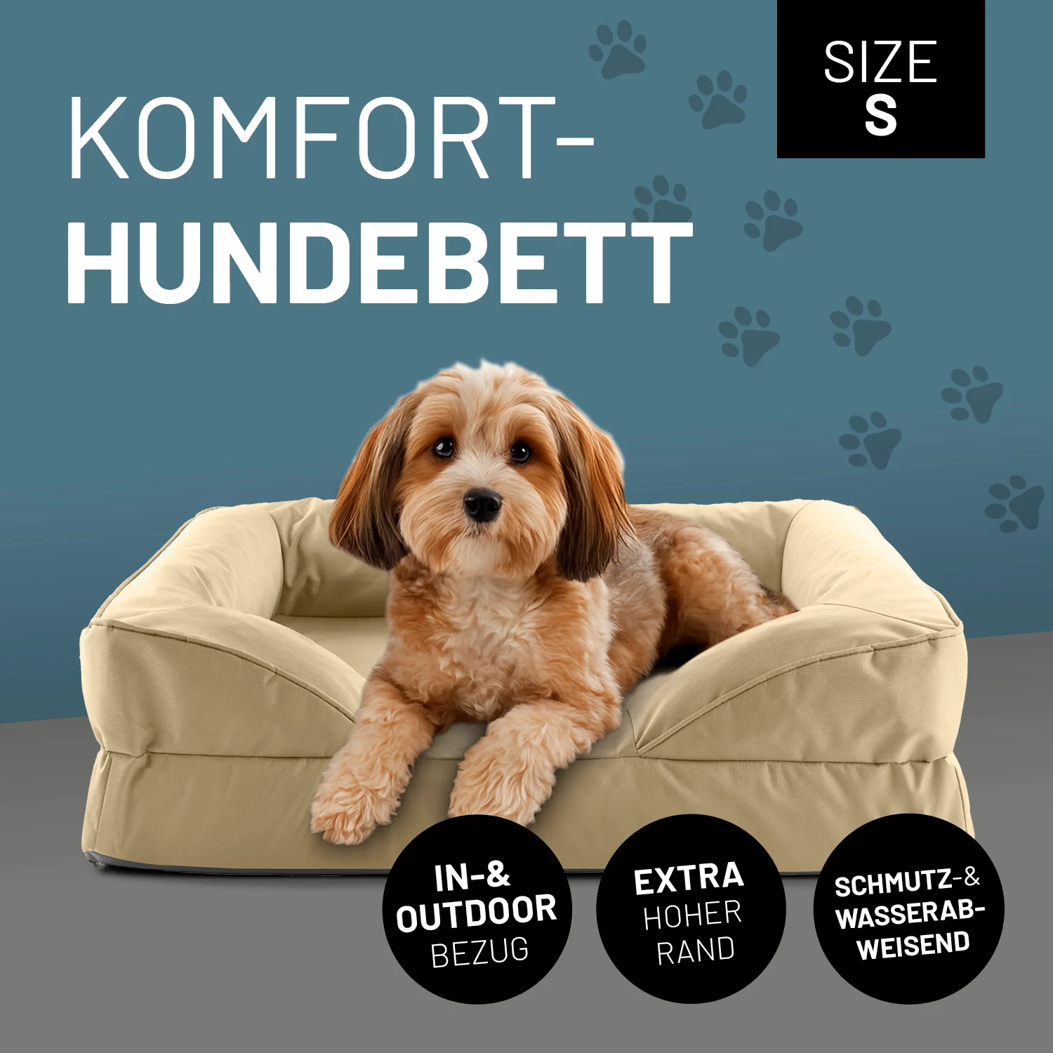 Komfort-Hundebett aus der LUMALAND Outdoor-Kollektion - Gr. S - 70 x 60 cm - Beige - Image 10