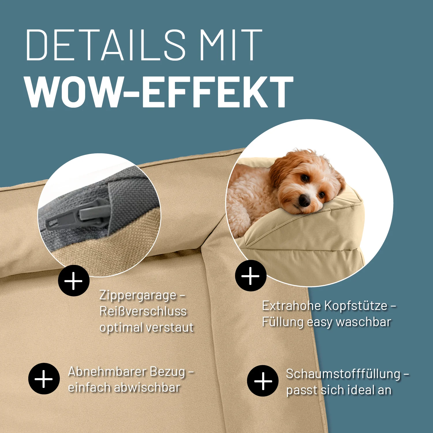 Komfort-Hundebett aus der LUMALAND Outdoor-Kollektion - Gr. S - 70 x 60 cm - Beige - Image 12