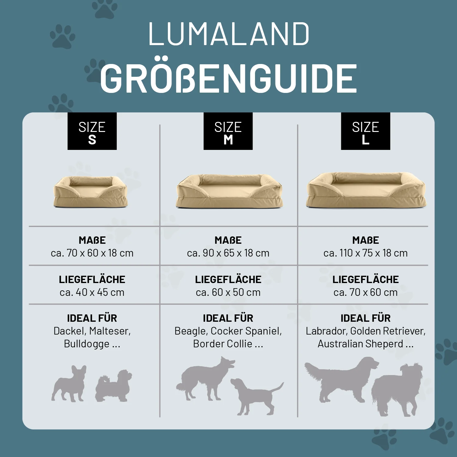 Komfort-Hundebett aus der LUMALAND Outdoor-Kollektion - Gr. S - 70 x 60 cm - Beige - Image 7