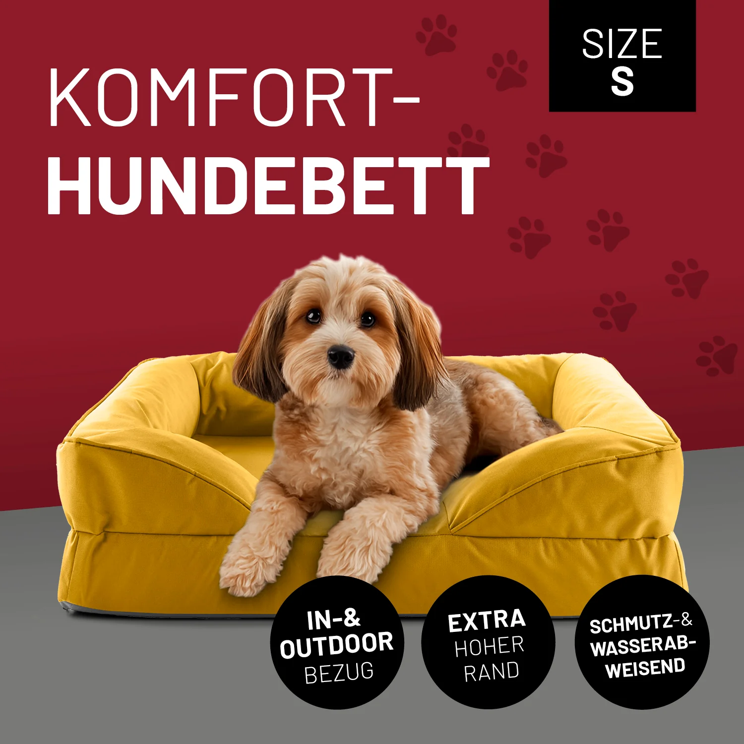Komfort-Hundebett aus der LUMALAND Outdoor-Kollektion - Gr. S - 70 x 60 cm - Senfgelb - Image 2