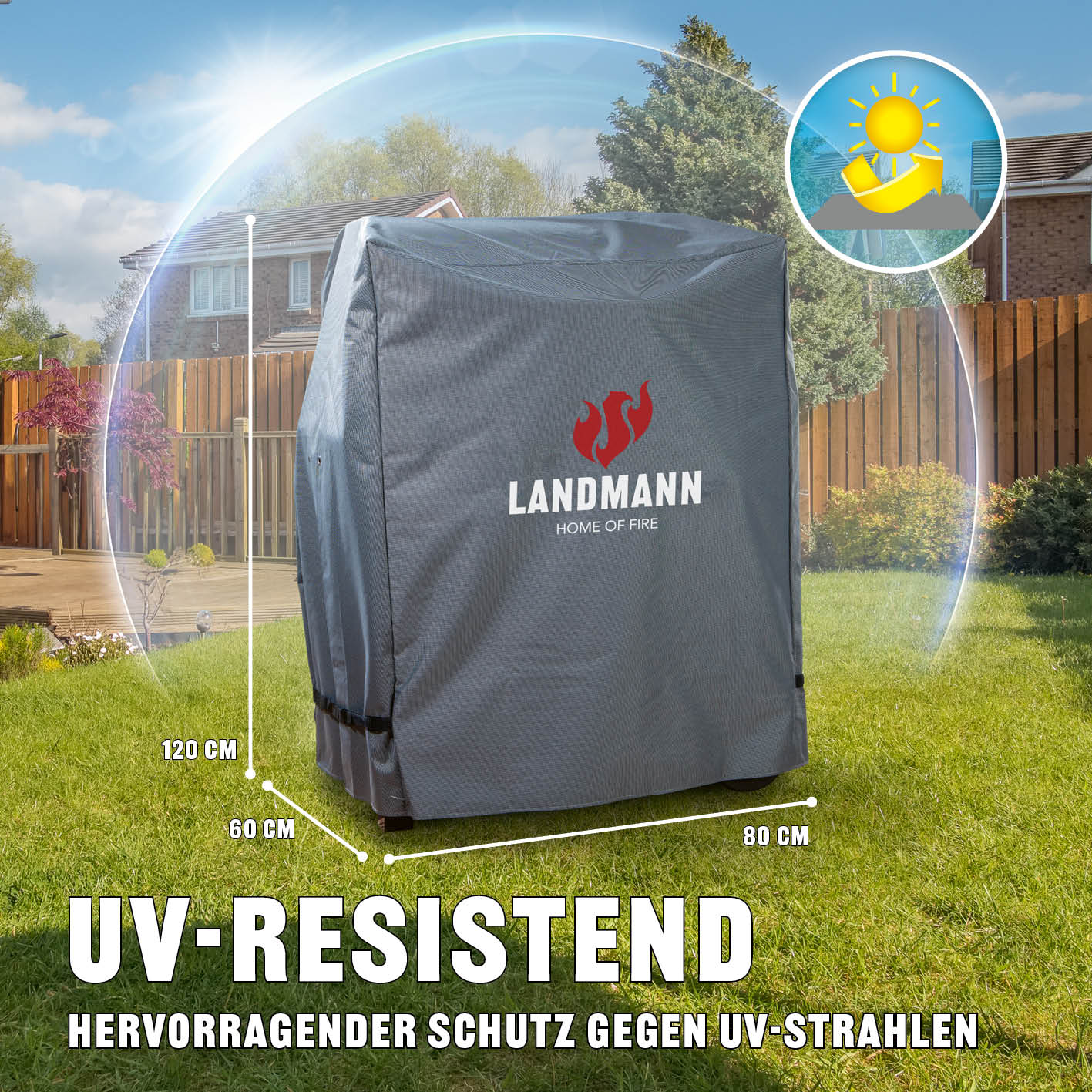 Premium Wetterschutzhaube M (60 x 80 x 120 cm) - grau - Image 3