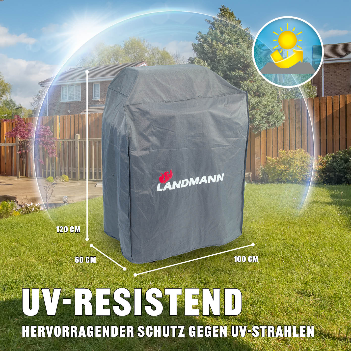 Wetterschutzhaube Premium - 55 x 117 x 90 cm - grau - Image 3