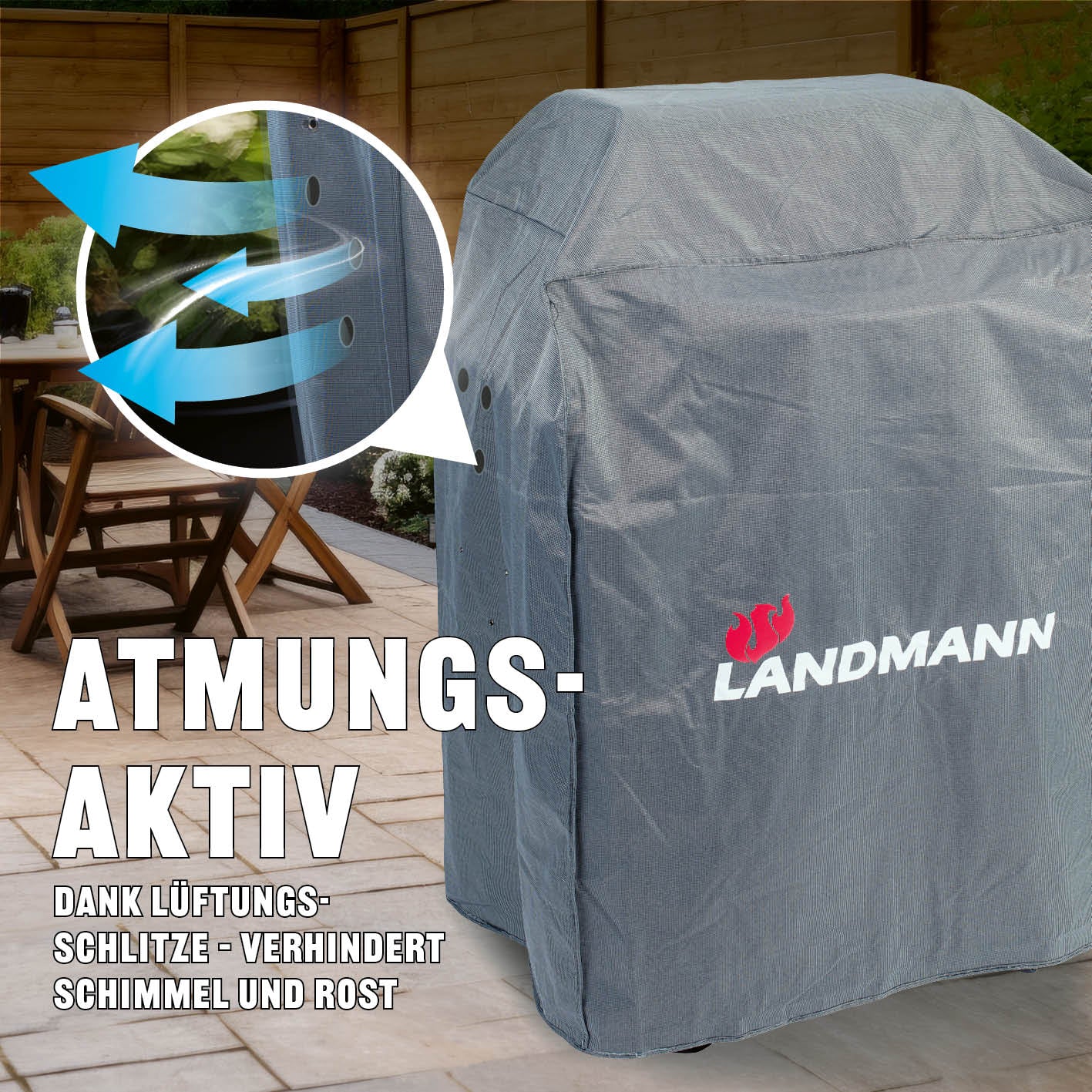 Wetterschutzhaube Premium - 55 x 117 x 90 cm - grau - Image 5