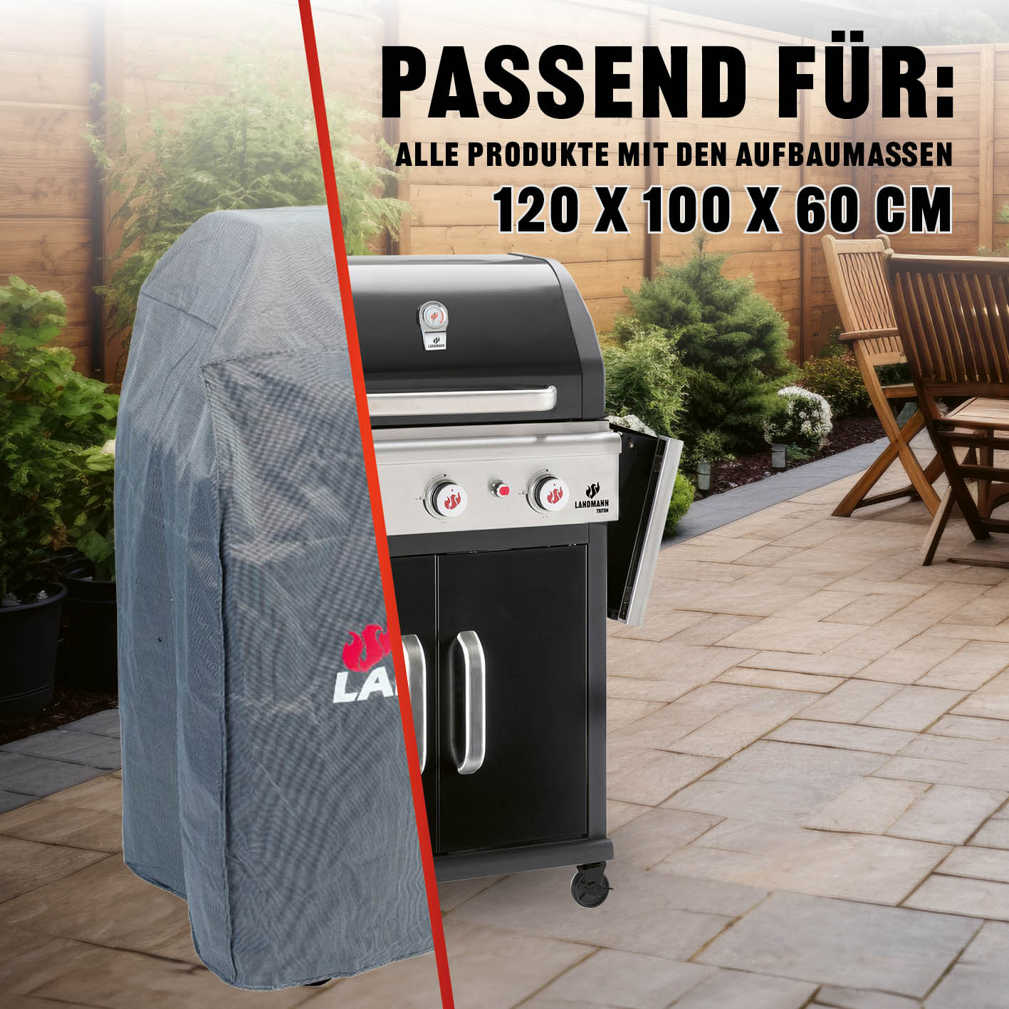 Wetterschutzhaube Premium - 55 x 117 x 90 cm - grau - Image 7