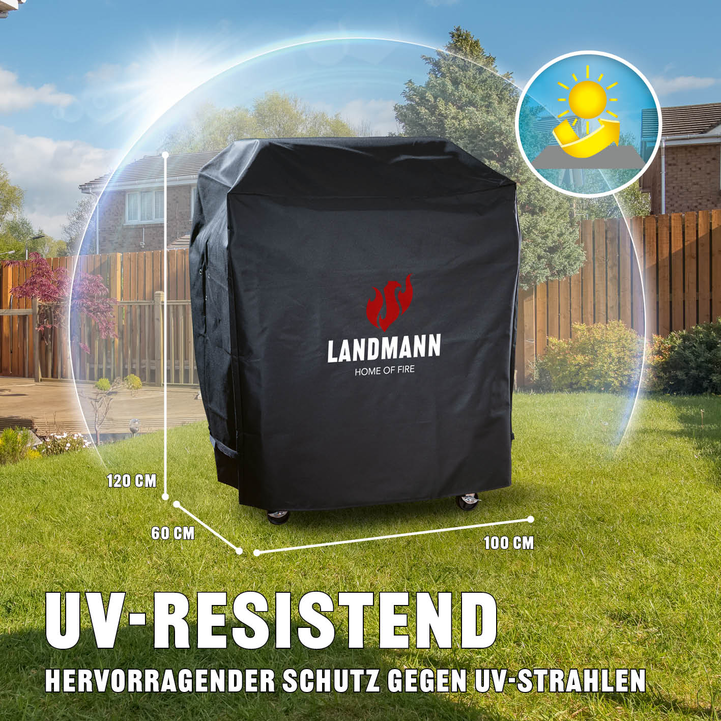 Wetterschutzhaube Premium - 60x96x120cm - schwarz - Image 3