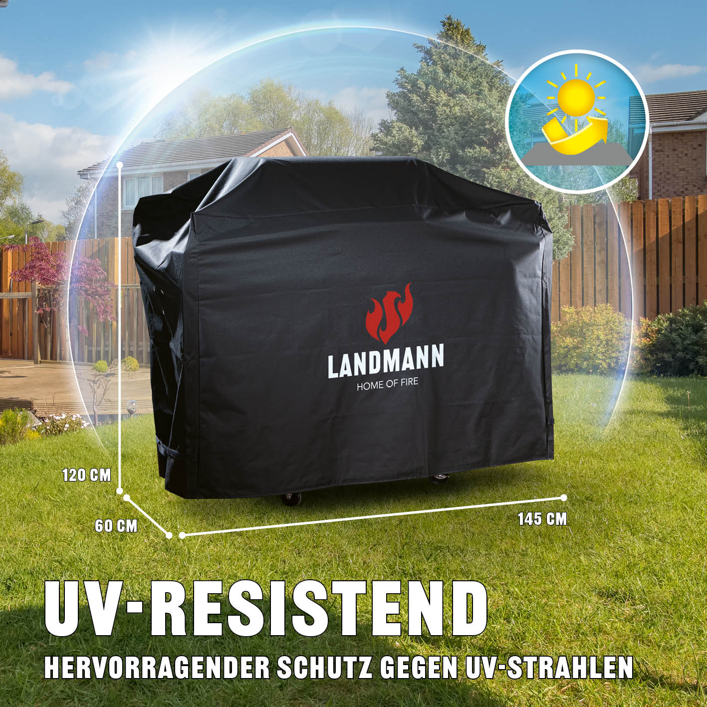 Wetterschutzhaube Premium - 62x148x120cm - schwarz - Image 3
