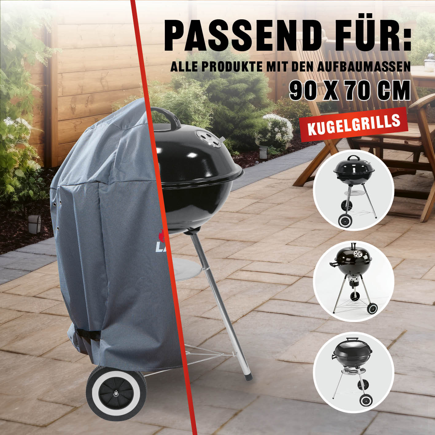 Wetterschutzhaube Premium - 90x70x70 cm - grau - Image 8