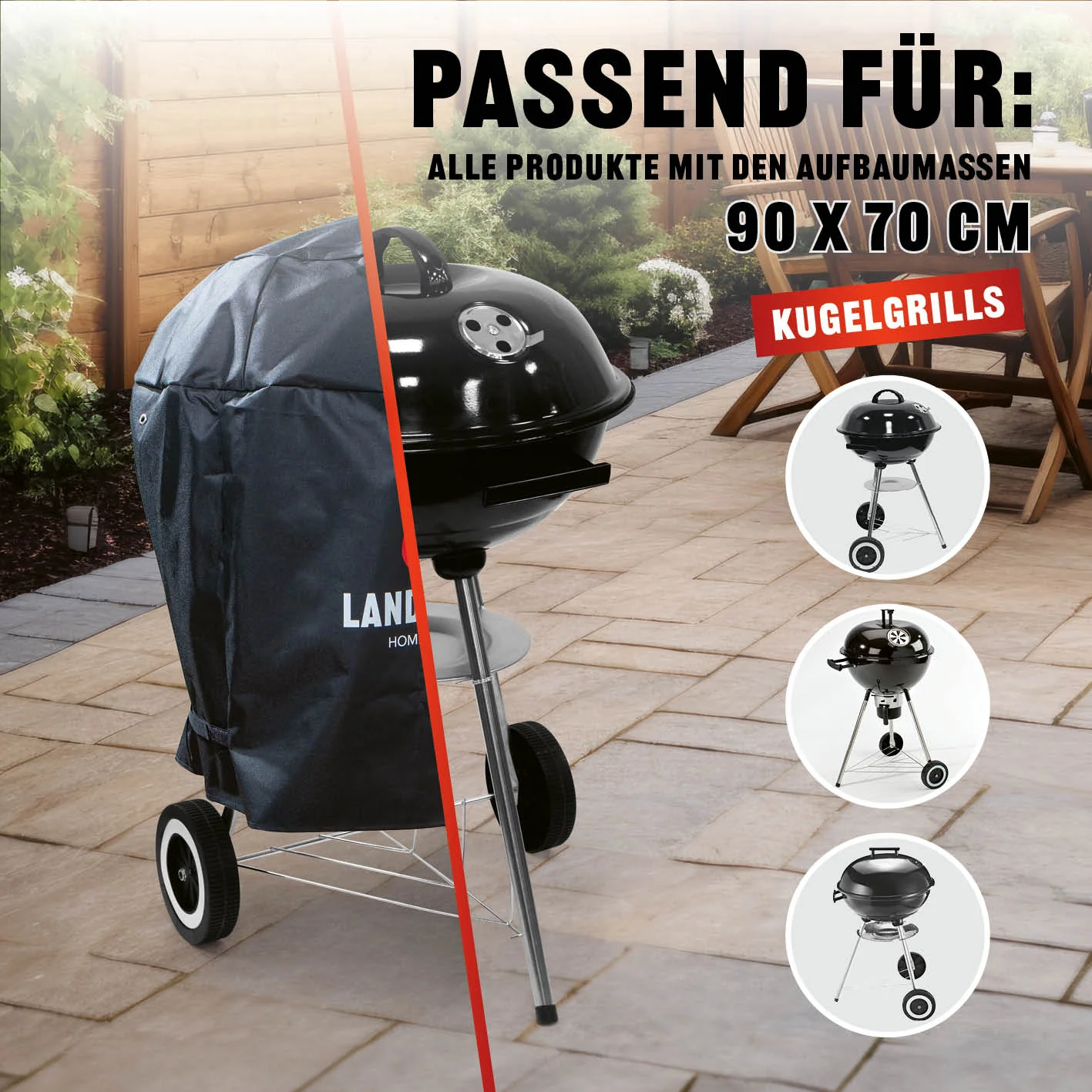 Wetterschutzhaube Premium - 90x70x70cm - schwarz - Image 8