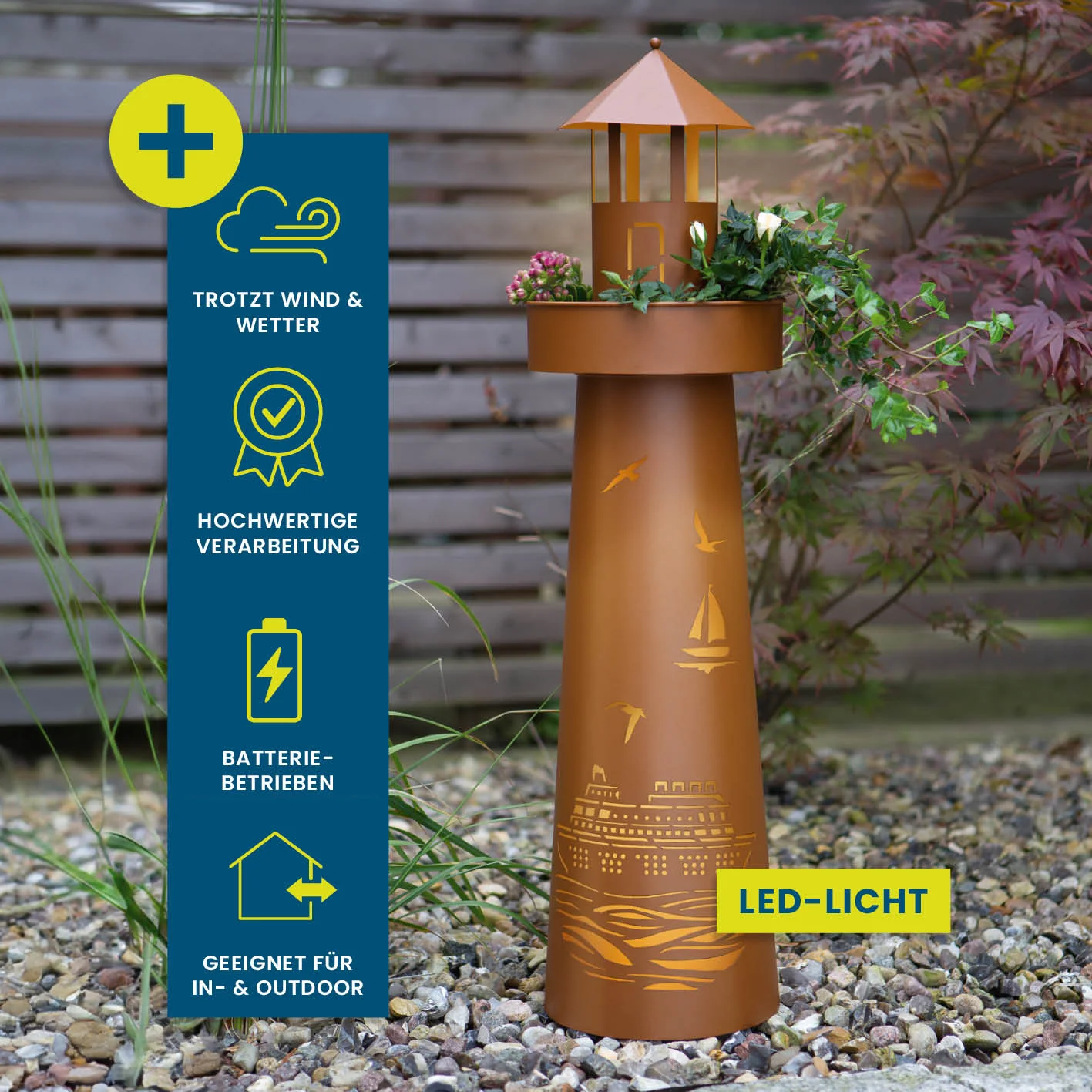 LED Deko-Leuchtturm in Rost-Optik - Image 2