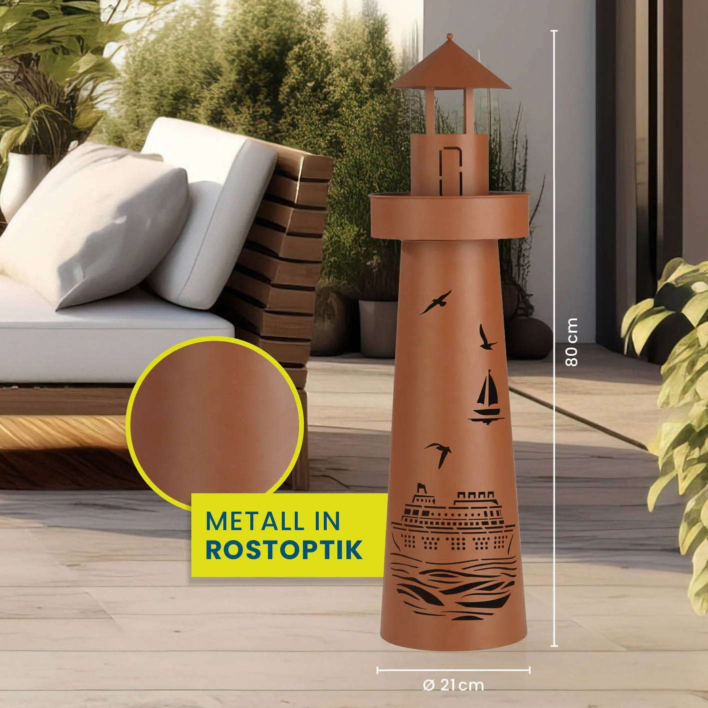LED Deko-Leuchtturm in Rost-Optik - Image 5