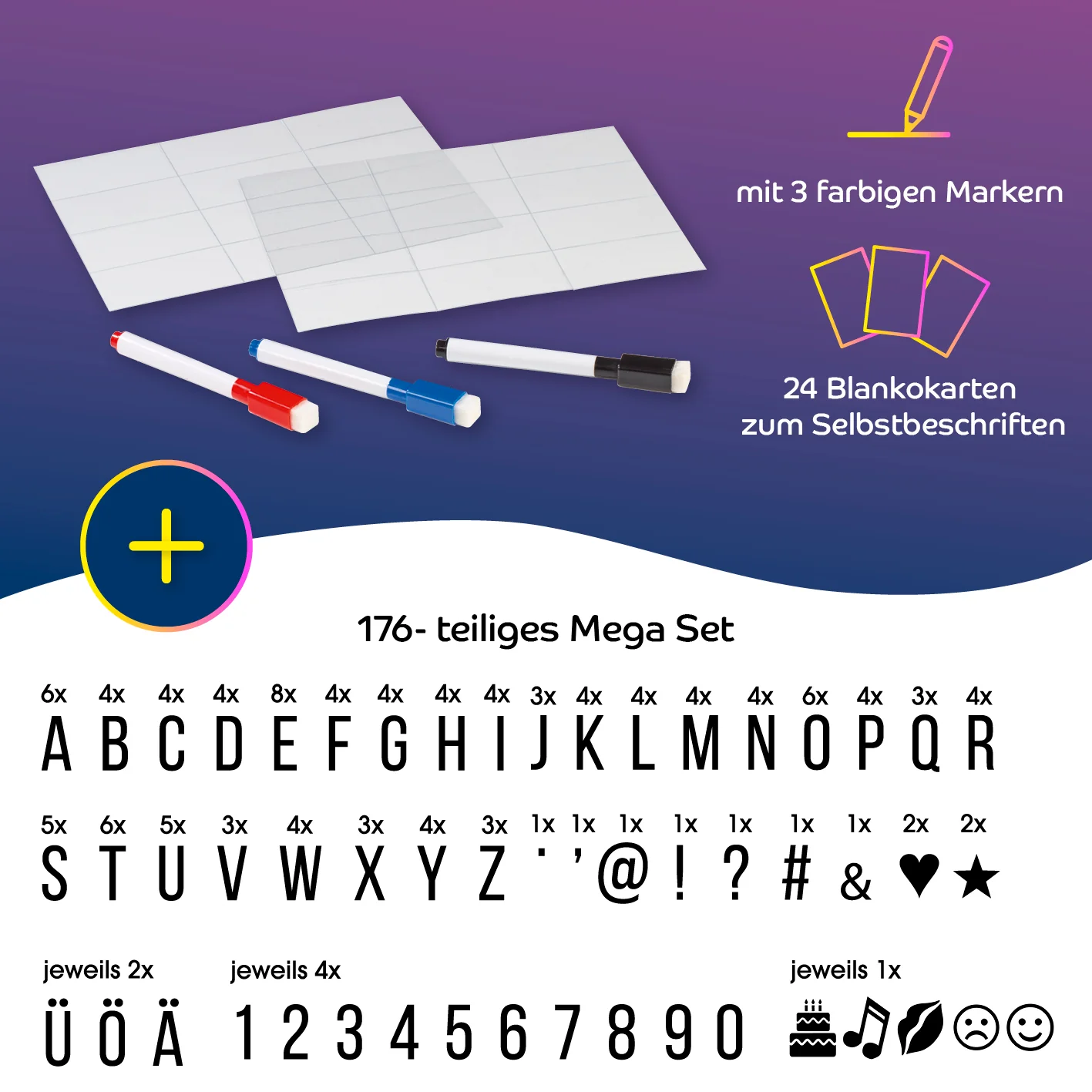 LED-Leuchtkasten mit 173 Buchstaben & Symbole inkl. Schreib-Set (3 Stifte & 20 Karten) - Image 4