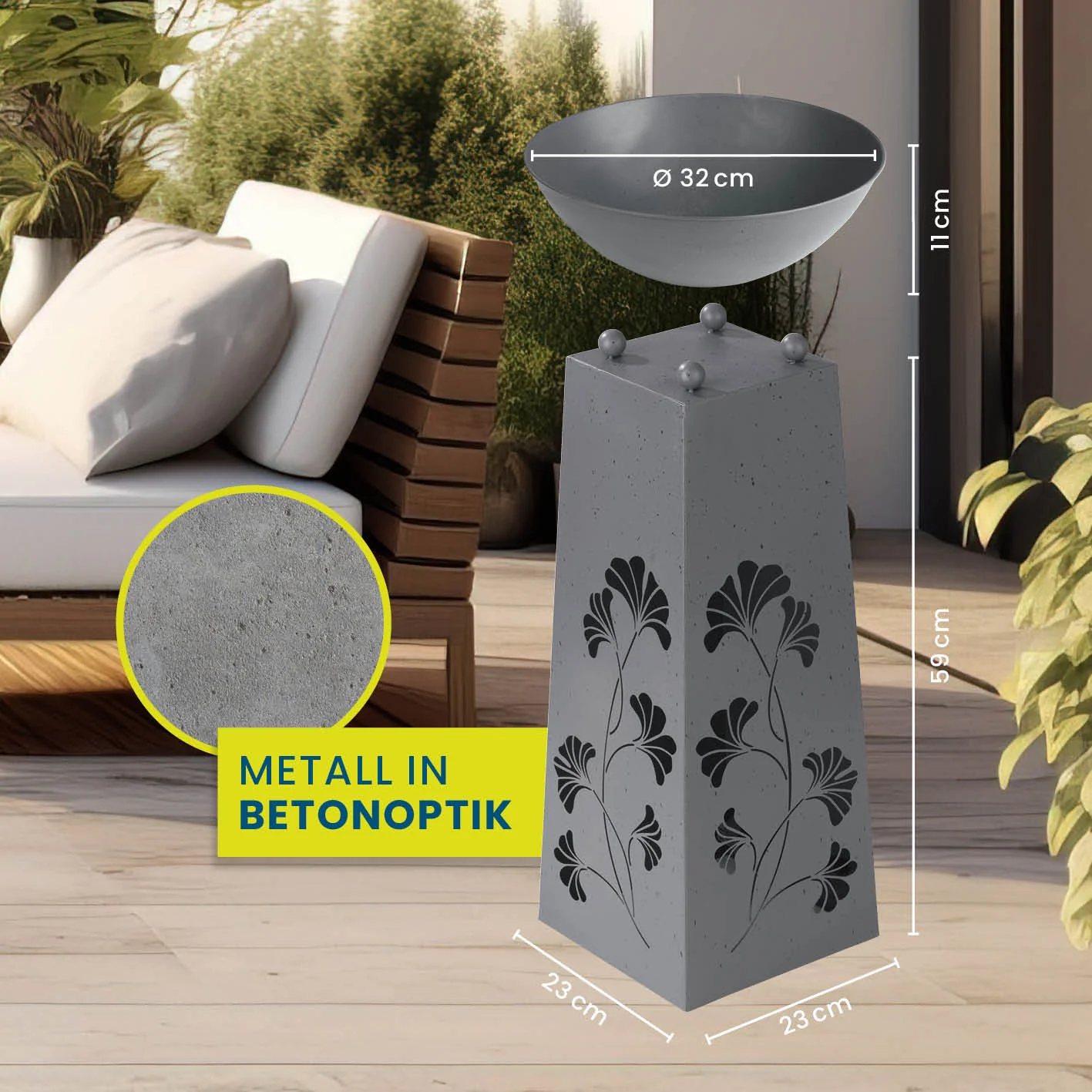 LED Pflanzsäule in Beton-Optik - 23 x 23 x 70 cm - Image 5