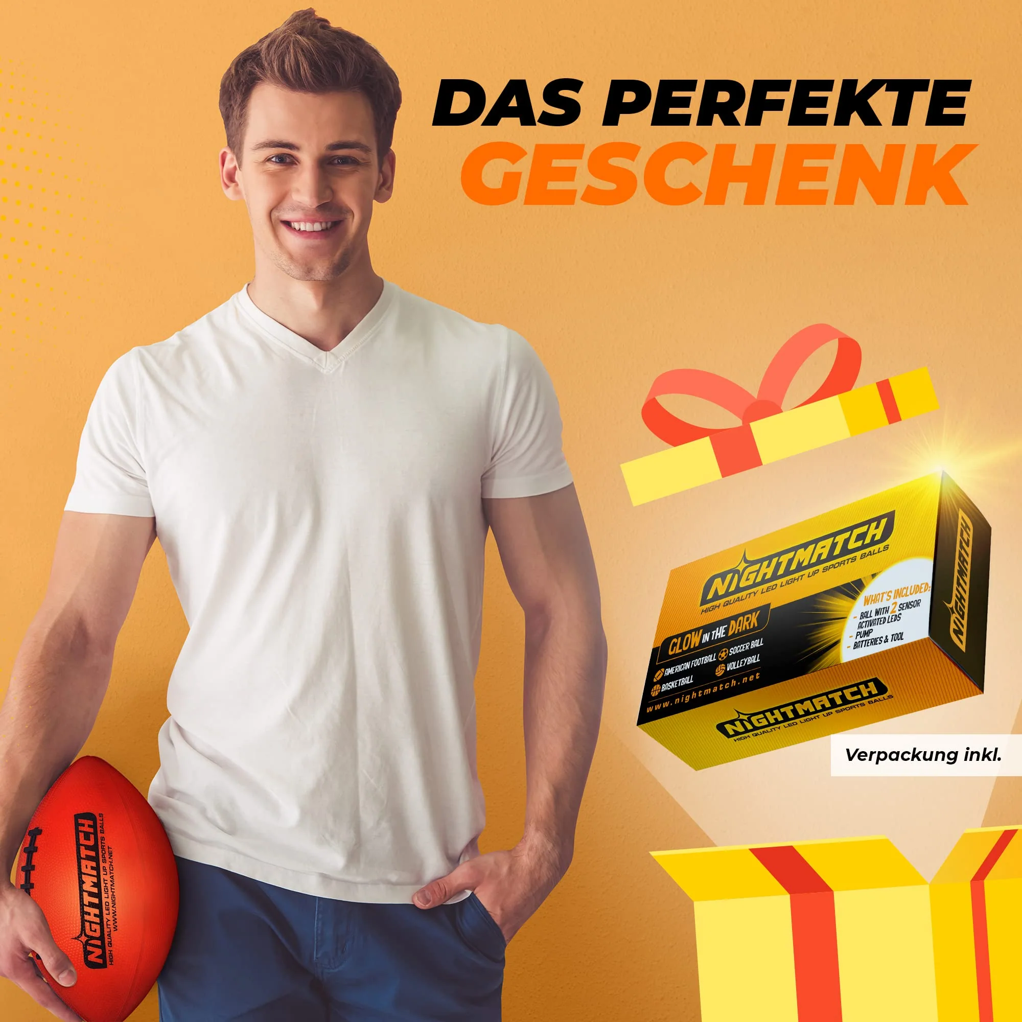 Leuchtfootball - Komplettset - Gr.6 - Orange - Image 4