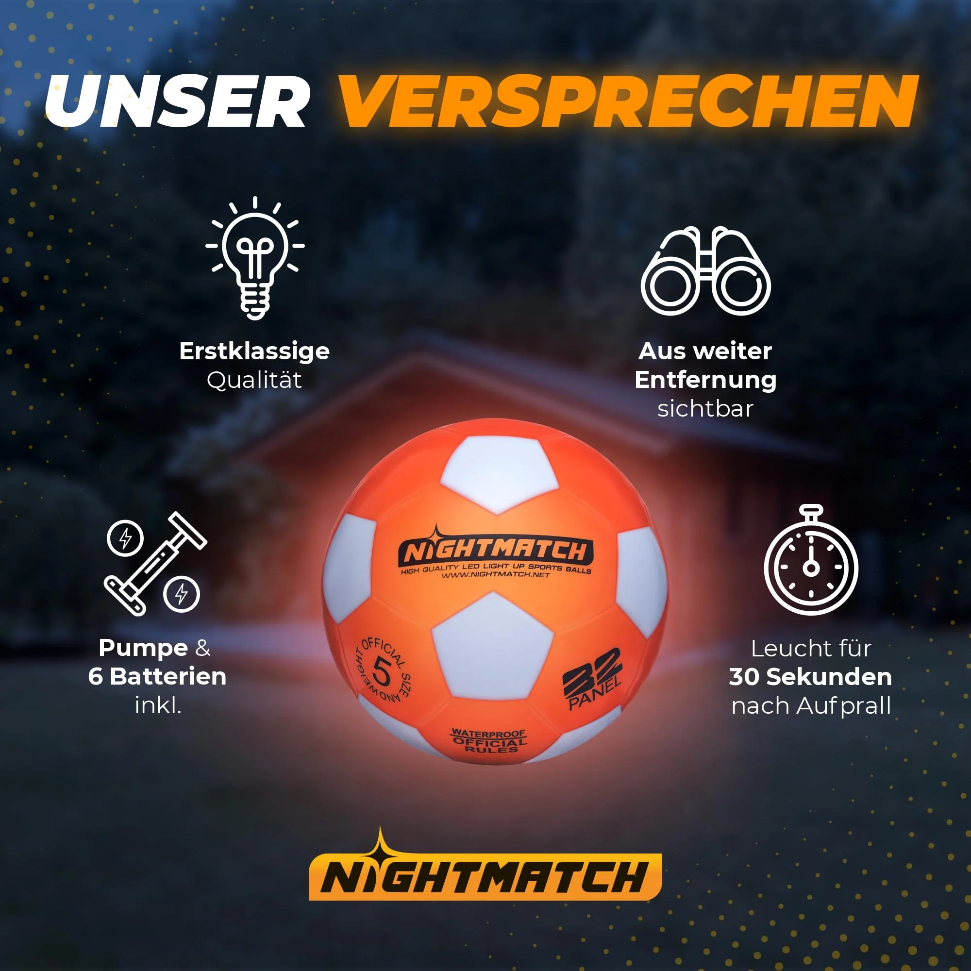 Leuchtfußball - Komplettset - Orange-Weiss - Image 5