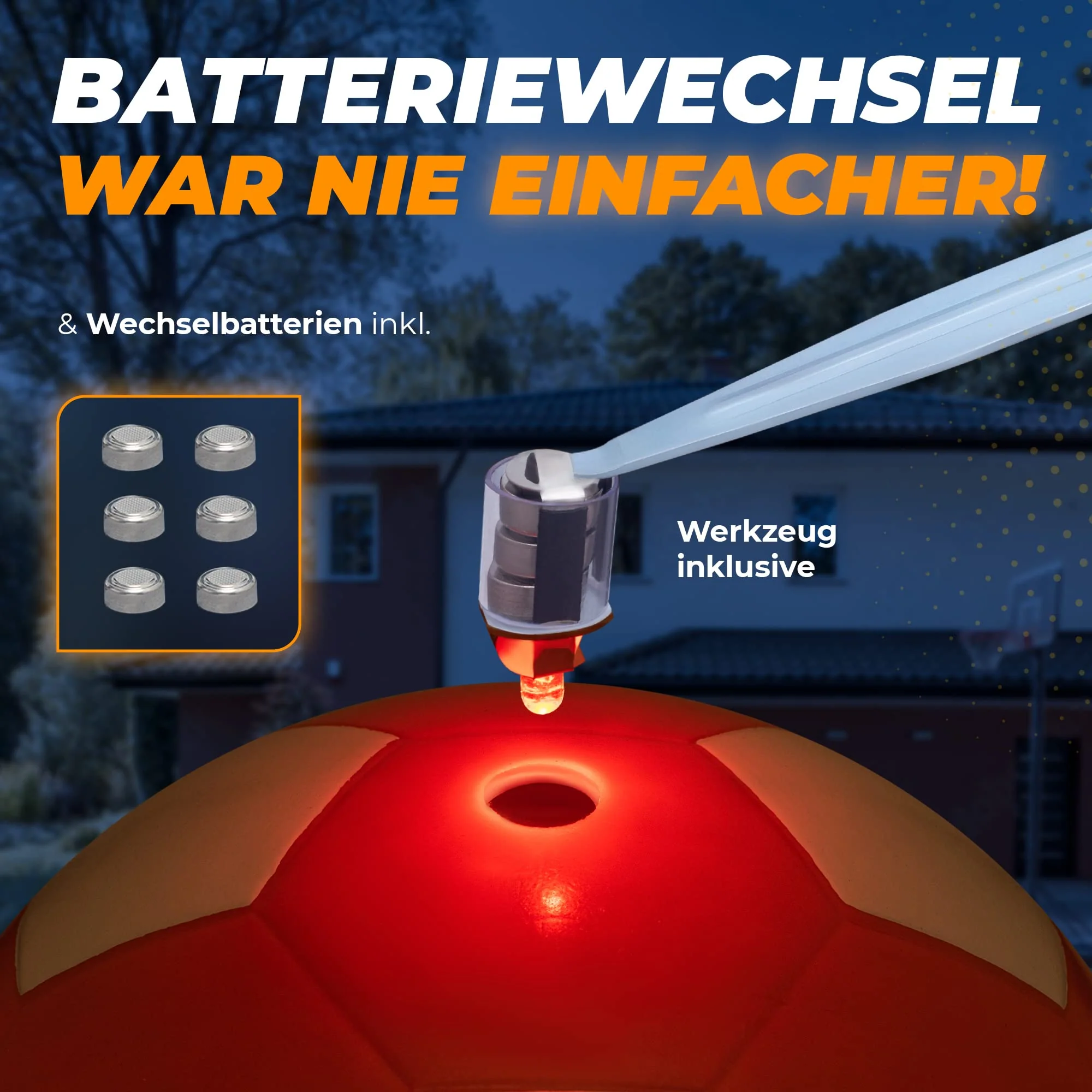 Leuchtfußball - Komplettset - Orange-Weiss - Image 6