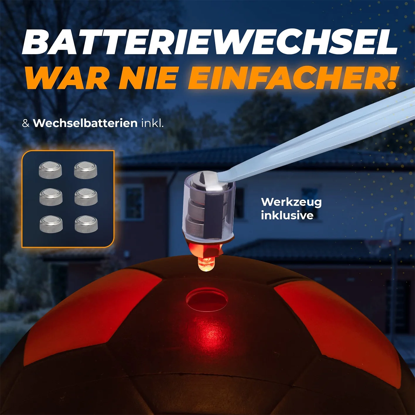 Leuchtfußball - Komplettset - Schwarz-Orange - Image 6