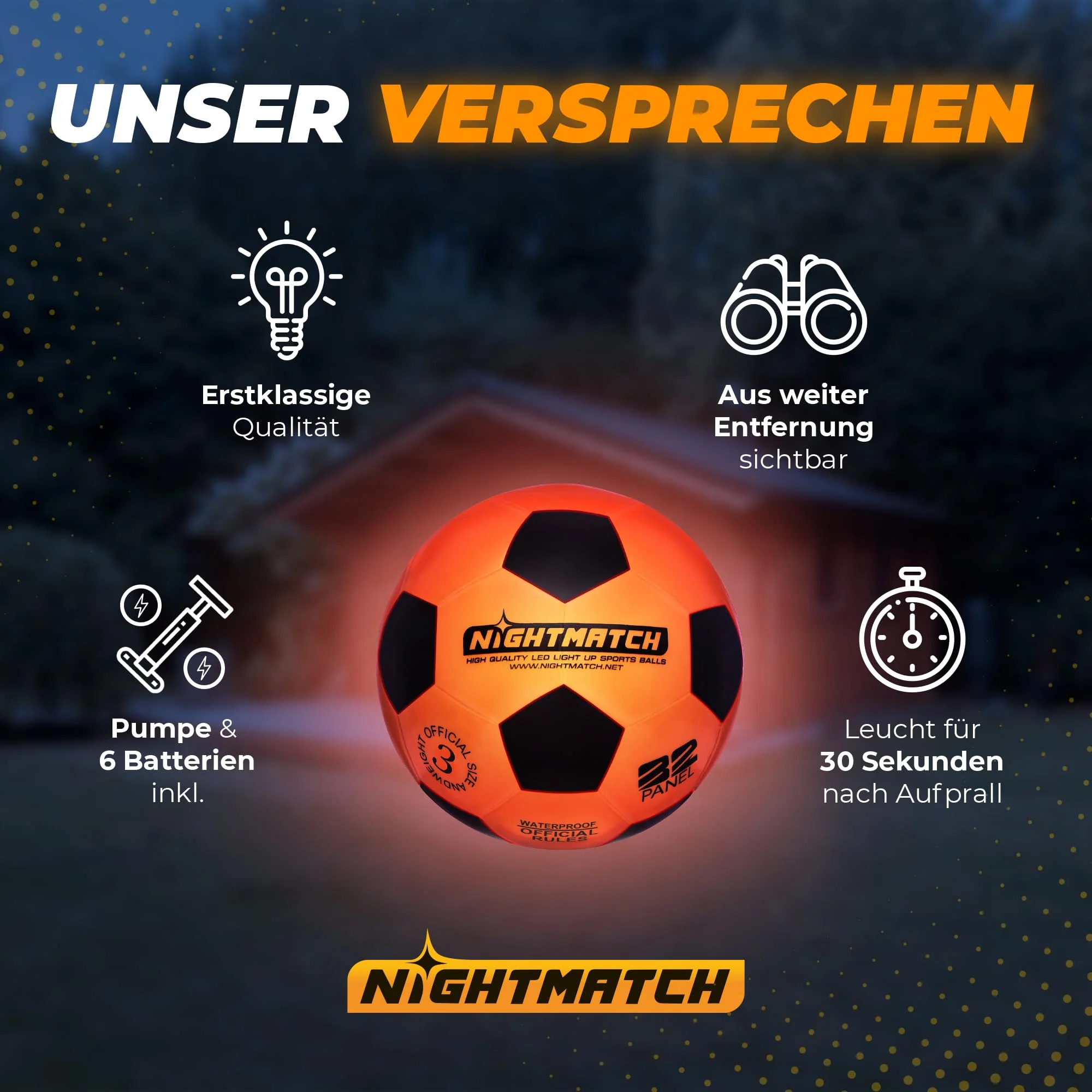 Leuchtfußball - Komplettset - Schwarz-Orange - Gr.3 - Image 5
