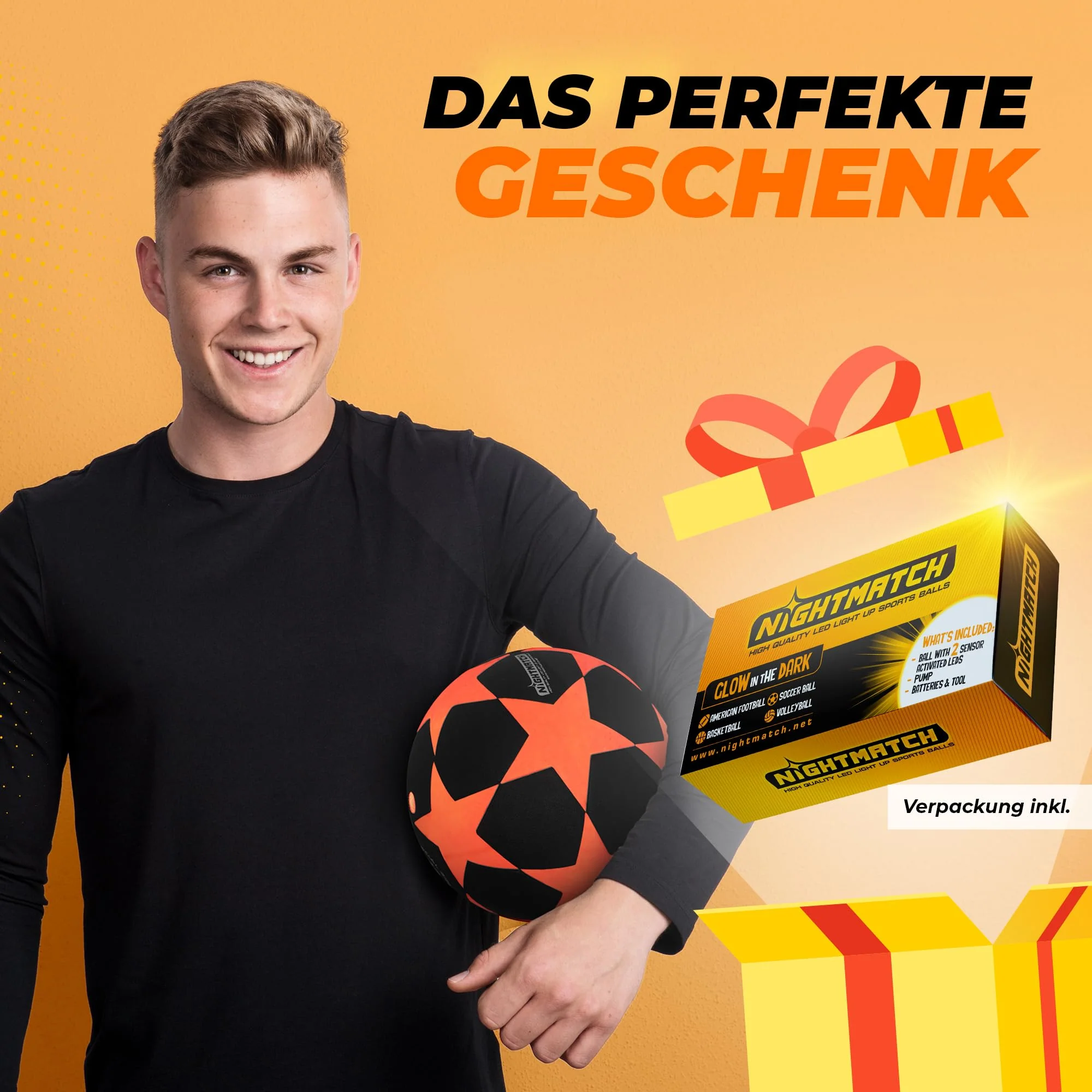 Leuchtfußball - Komplettset - Schwarz-Stern - Image 4