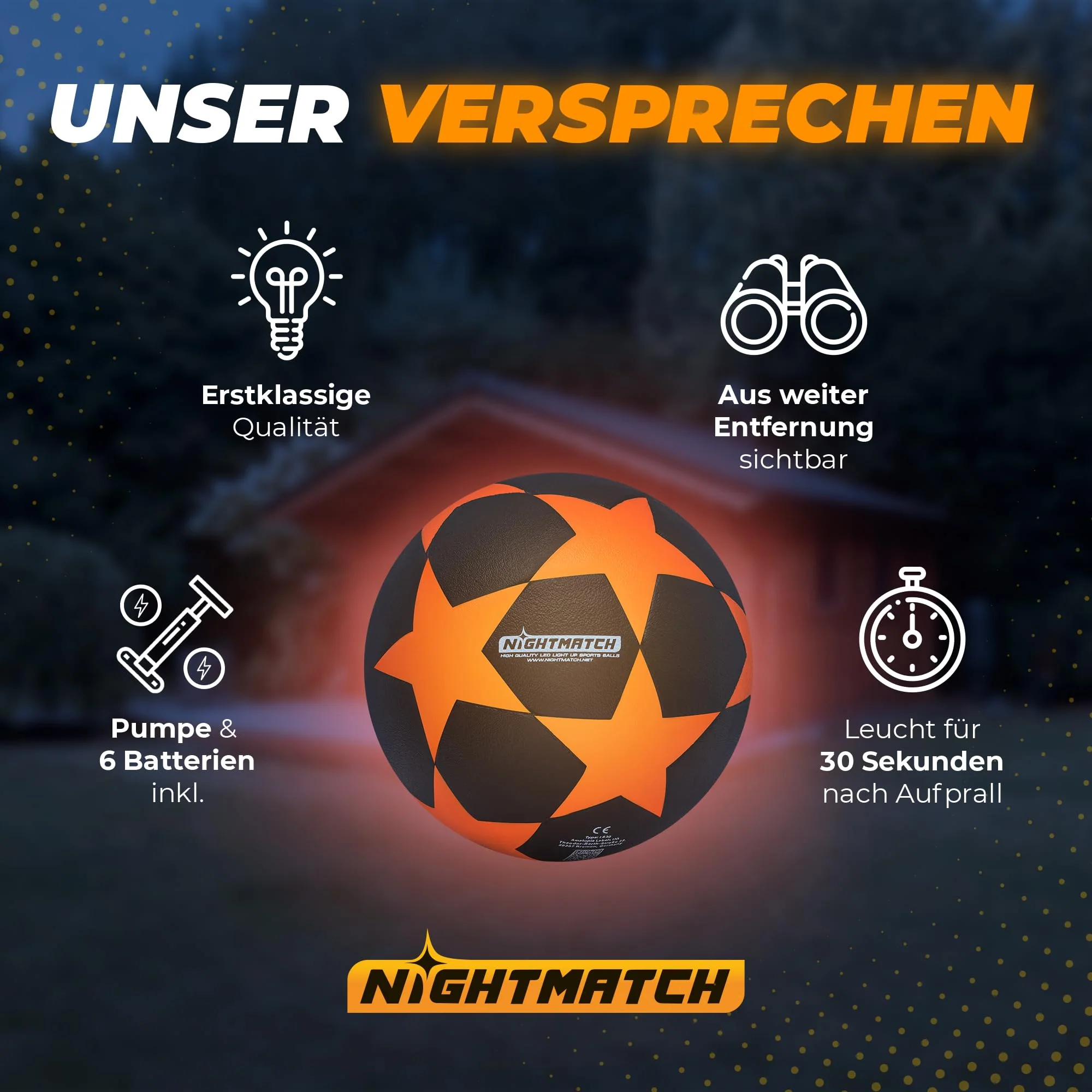 Leuchtfußball - Komplettset - Schwarz-Stern - Image 5