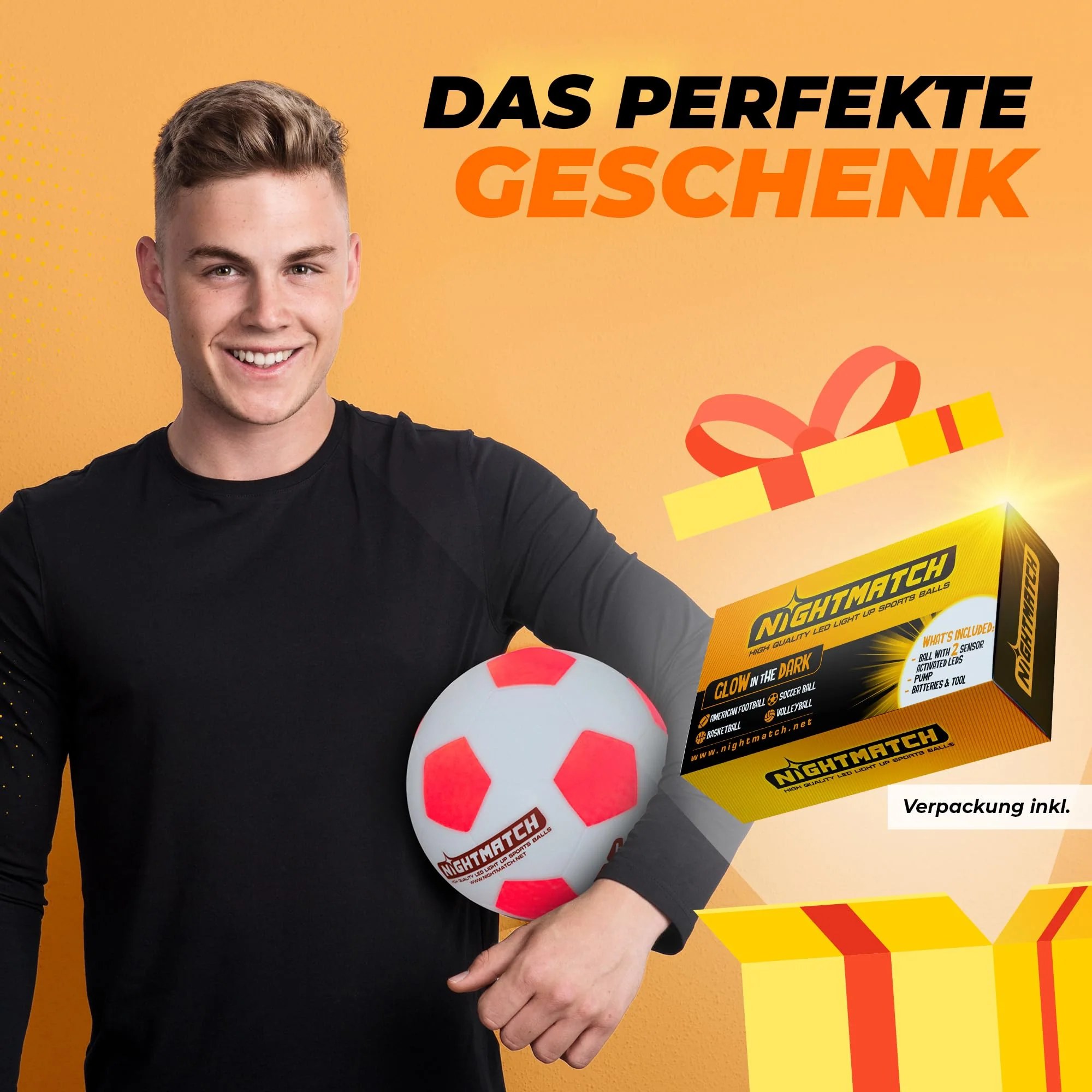 Leuchtfußball - Komplettset - Weiss-Orange - Image 4