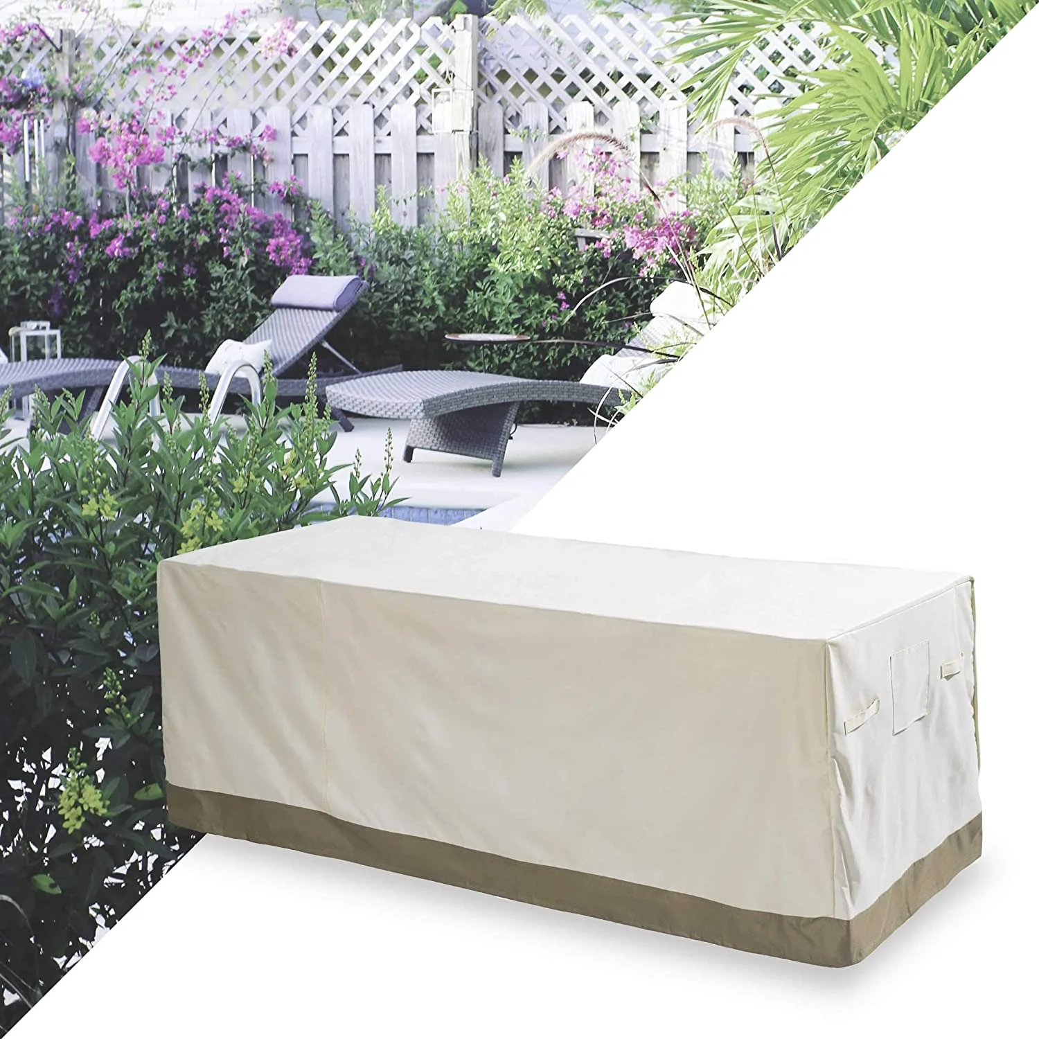 Abdeckplane für Gartentisch - 183 x 114,3 x 67,3 cm - Beige - Image 10