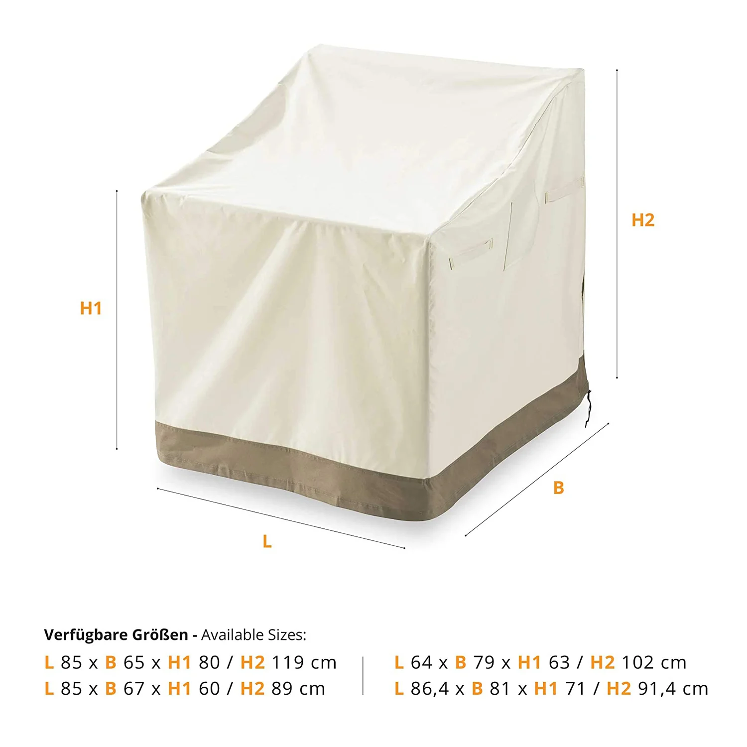 Abdeckung für gestapelte Patio Stühle - 85 x 65 x 80/119 cm - Beige - Image 2