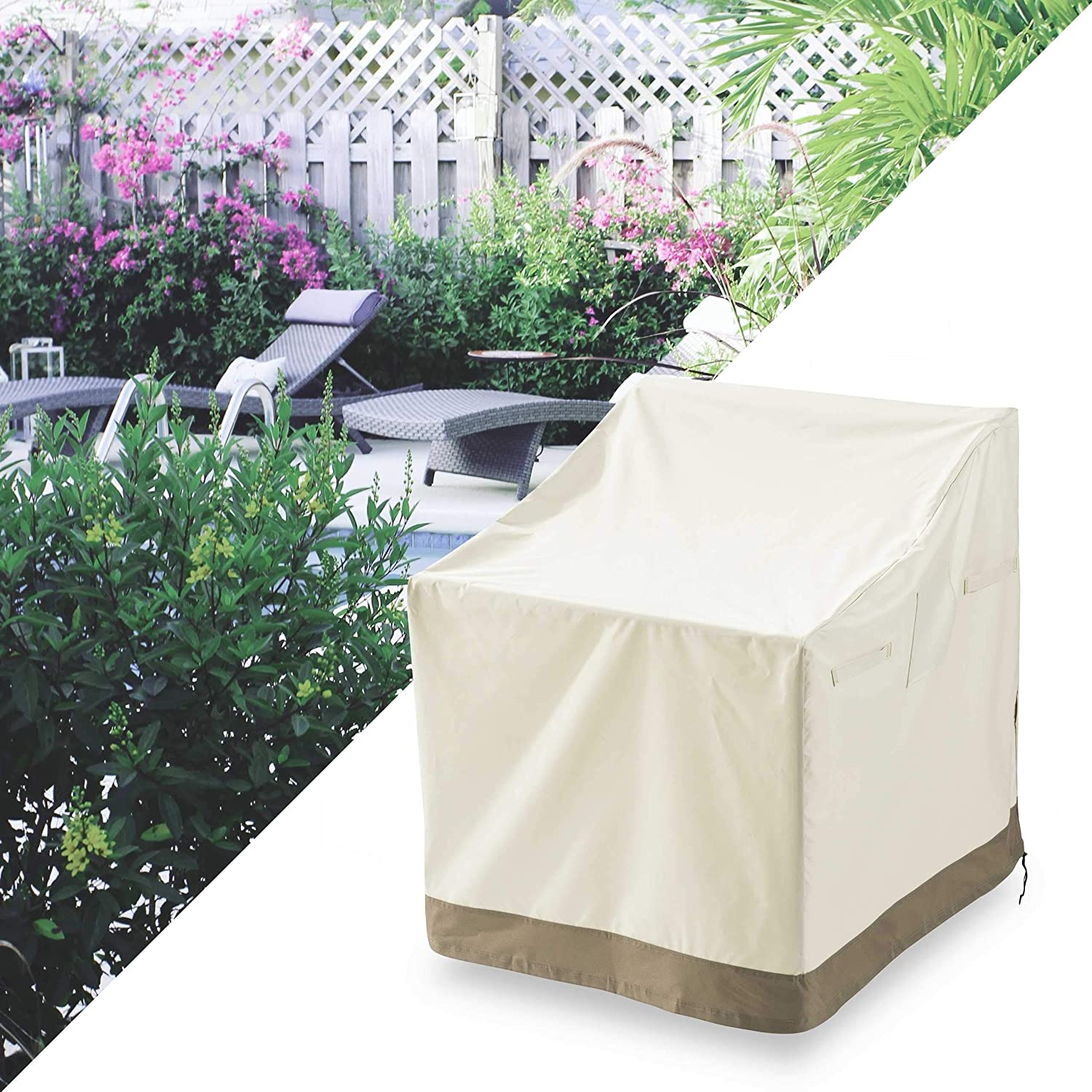 Abdeckung für gestapelte Patio Stühle - 85 x 65 x 80/119 cm - Beige - Image 9