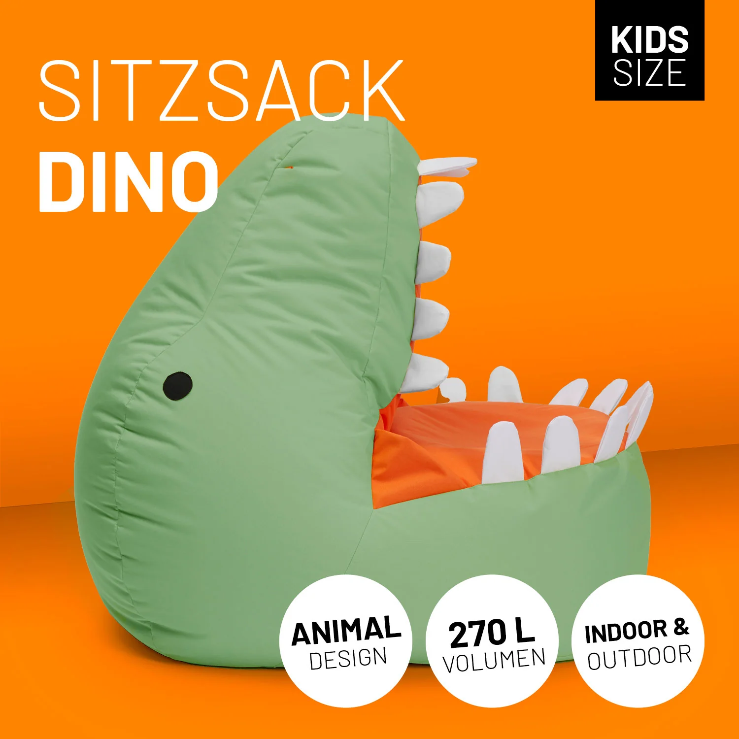 Kindersitzsack Animal Line Dino (270 L) - indoor & outdoor - Pastell Grün - Image 2