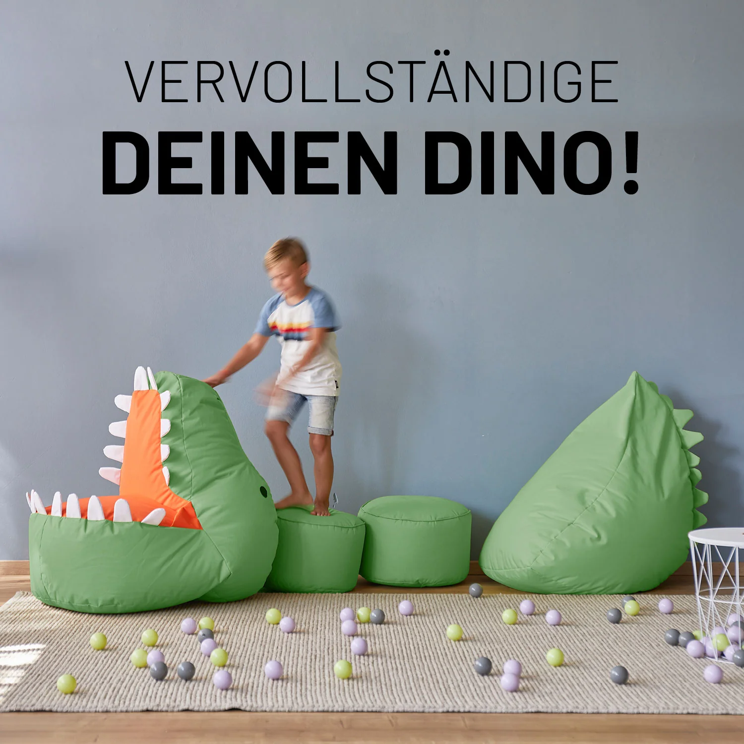 Kindersitzsack Animal Line Dino (270 L) - indoor & outdoor - Pastell Grün - Image 3