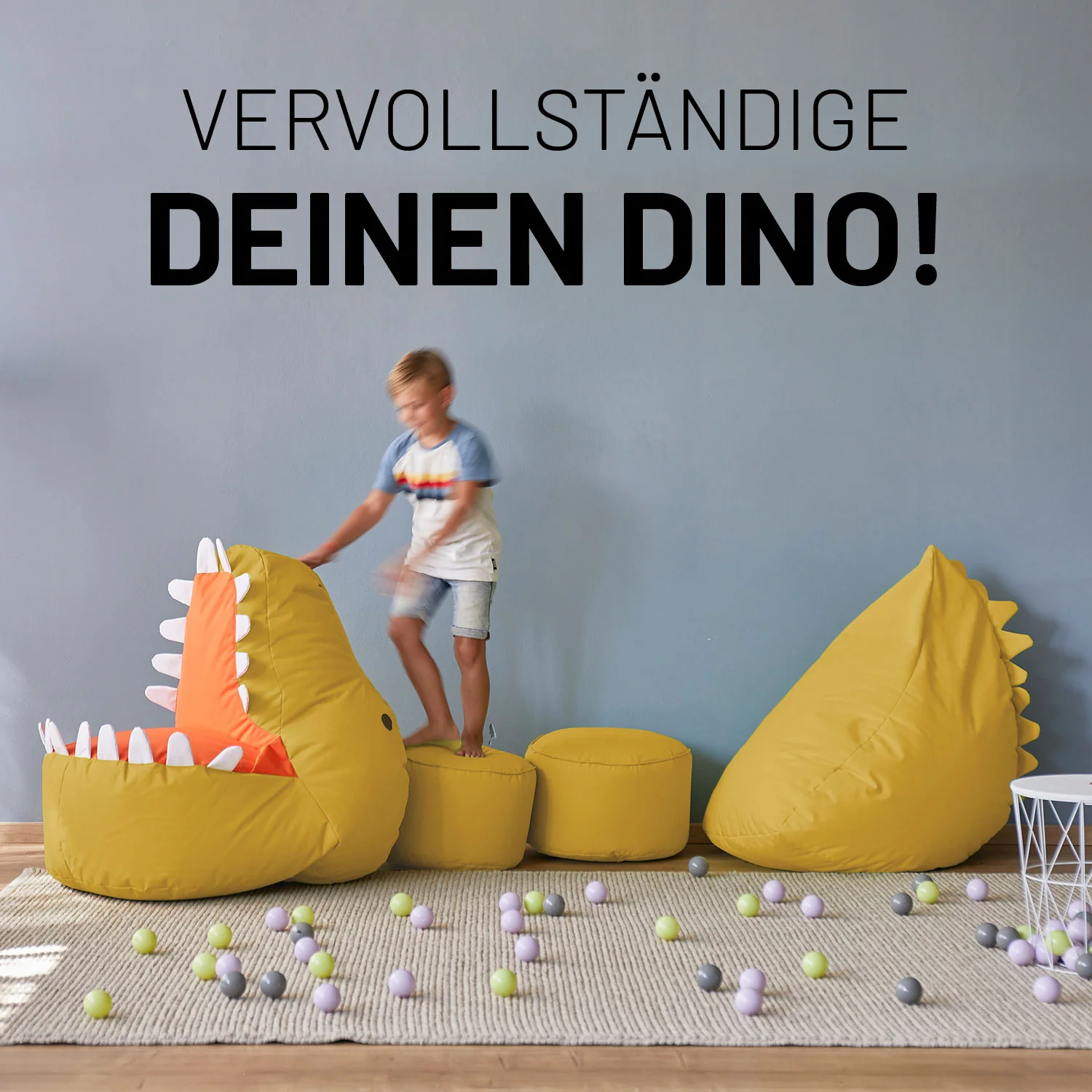 Kindersitzsack Animal Line Dino (270 L)  - indoor & outdoor - Senfgelb - Image 3