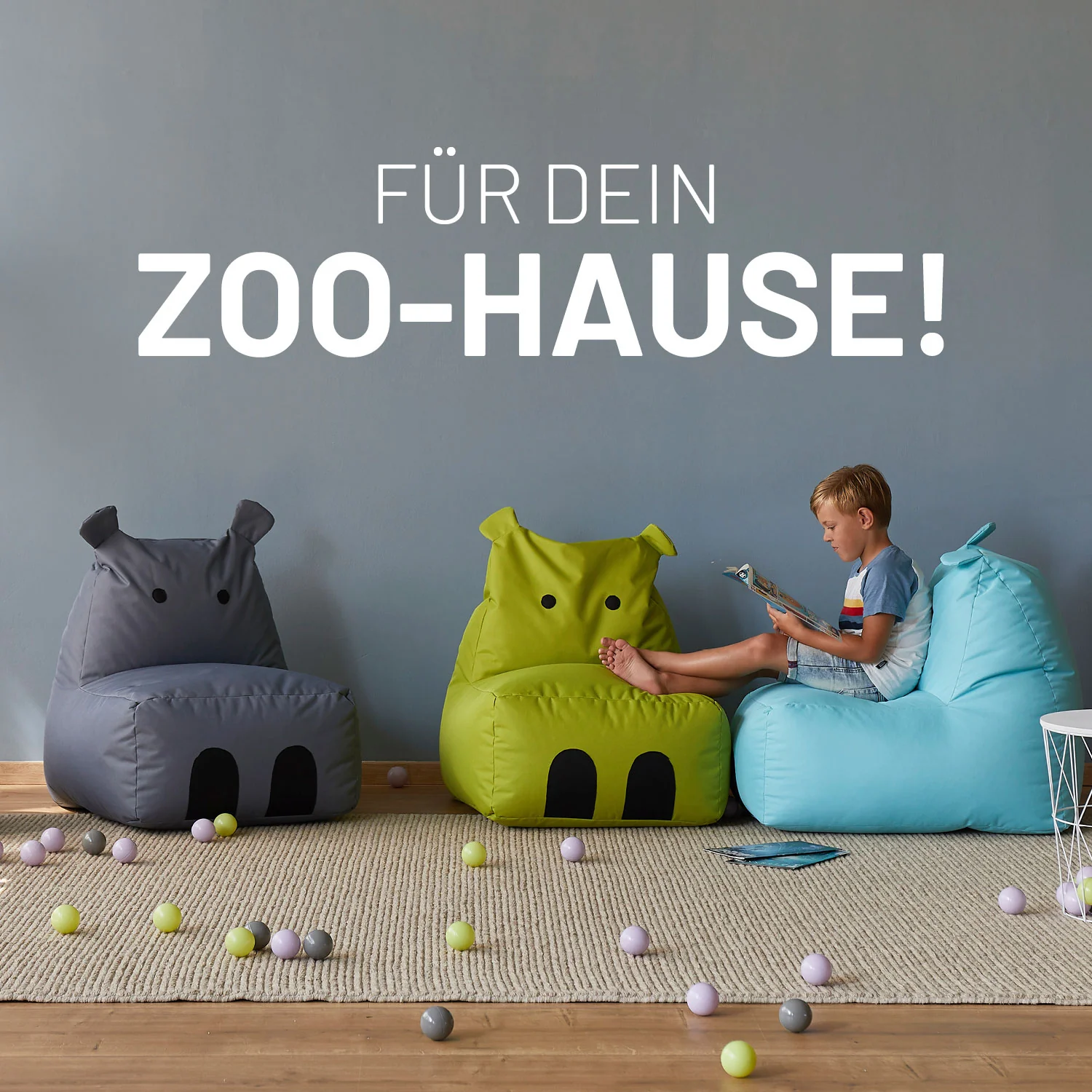 Kindersitzsack Animal Line Hippo (200 L) - indoor & outdoor - Pastell Pink - Image 3