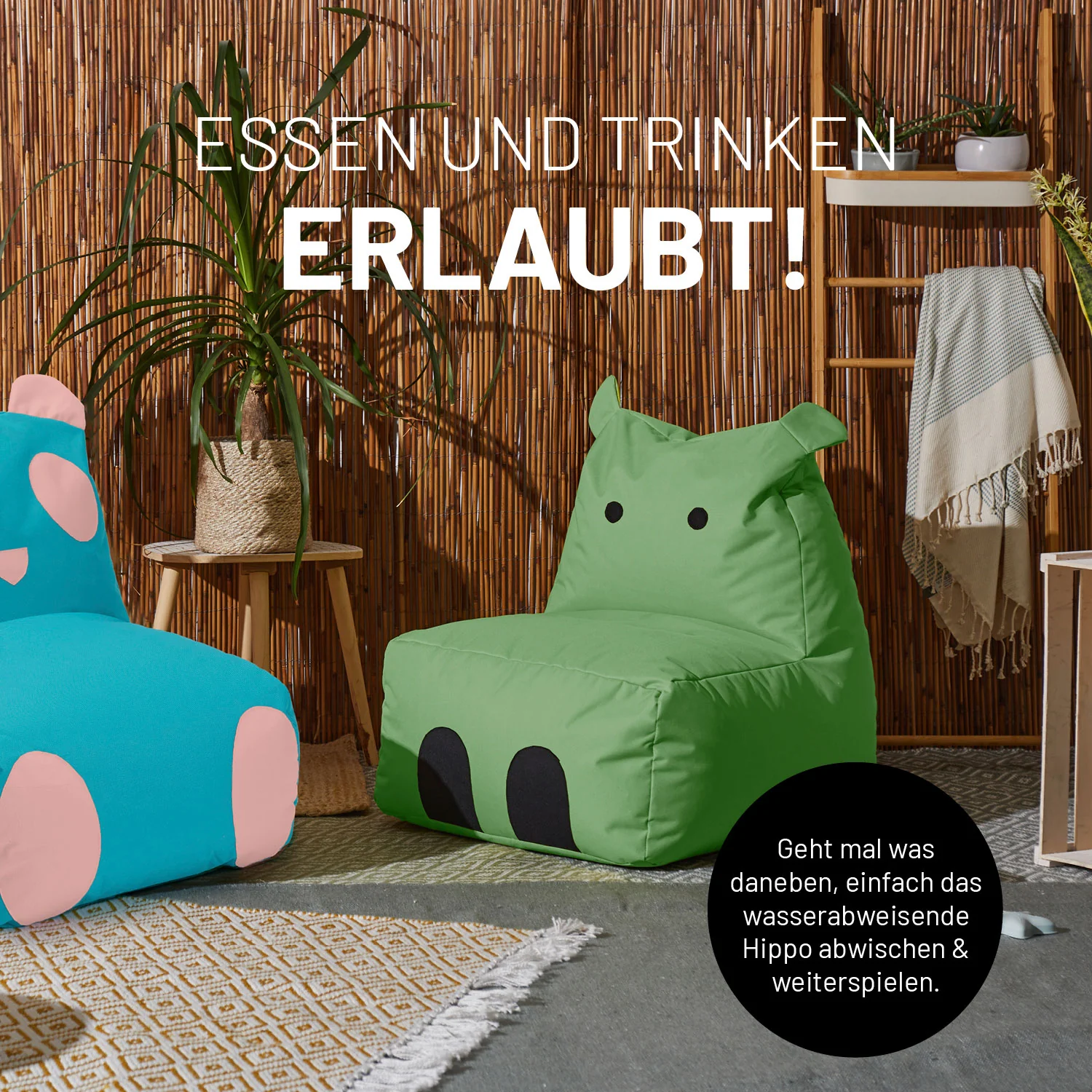 Kindersitzsack Animal Line Hippo (200 L) - indoor & outdoor - Pastell Pink - Image 5