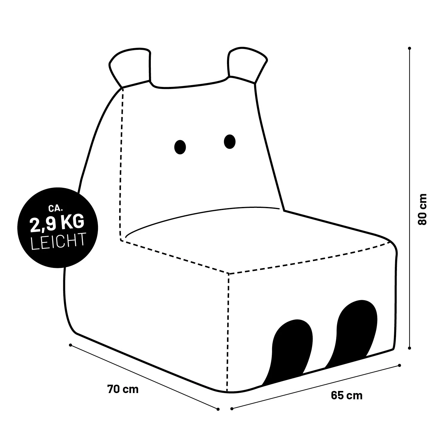Kindersitzsack Animal Line Hippo (200 L) - indoor & outdoor - Türkis - Image 9