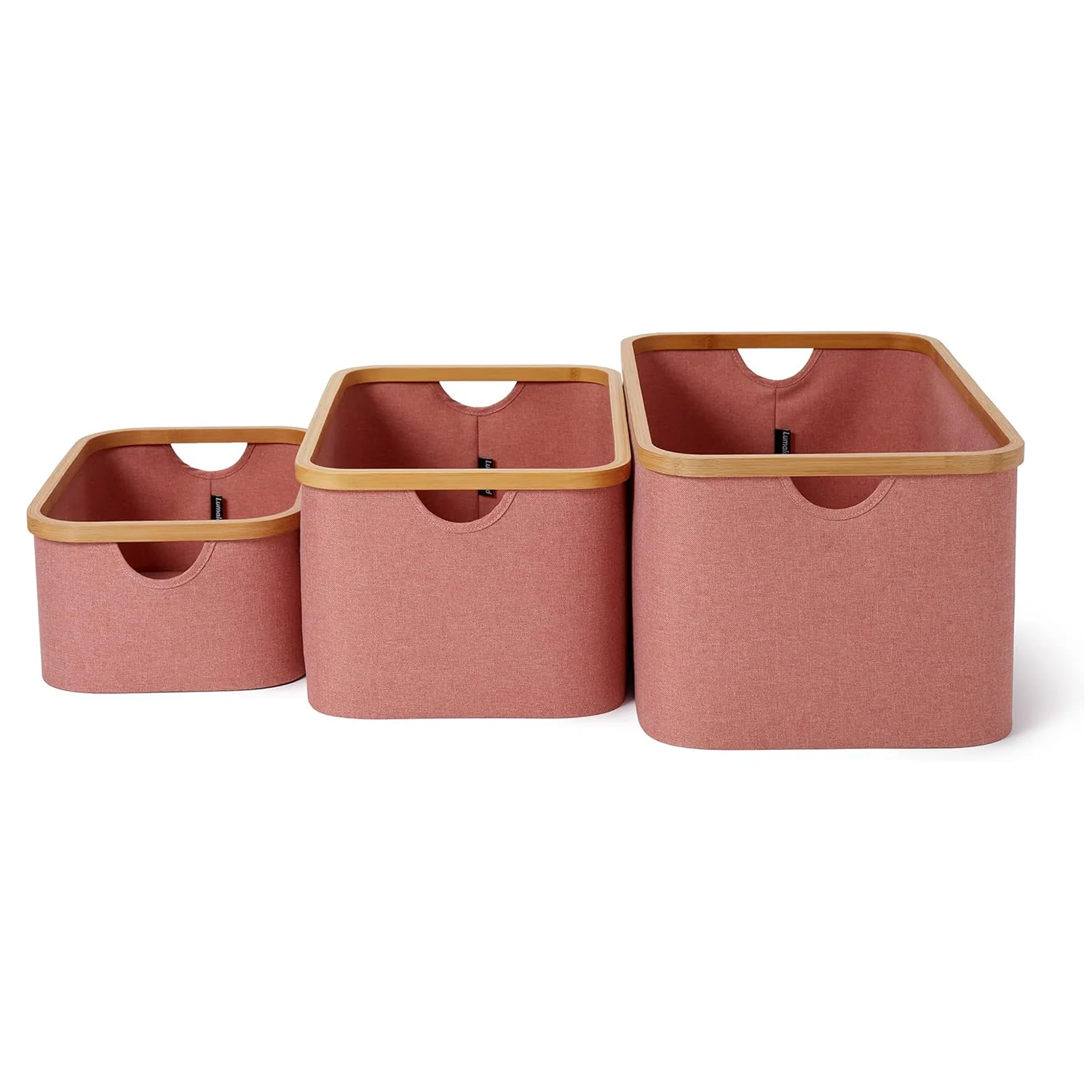 Aufbewahrungsboxen mit Bambus-Rahmen - 3er-Set - Rosa - Image 6