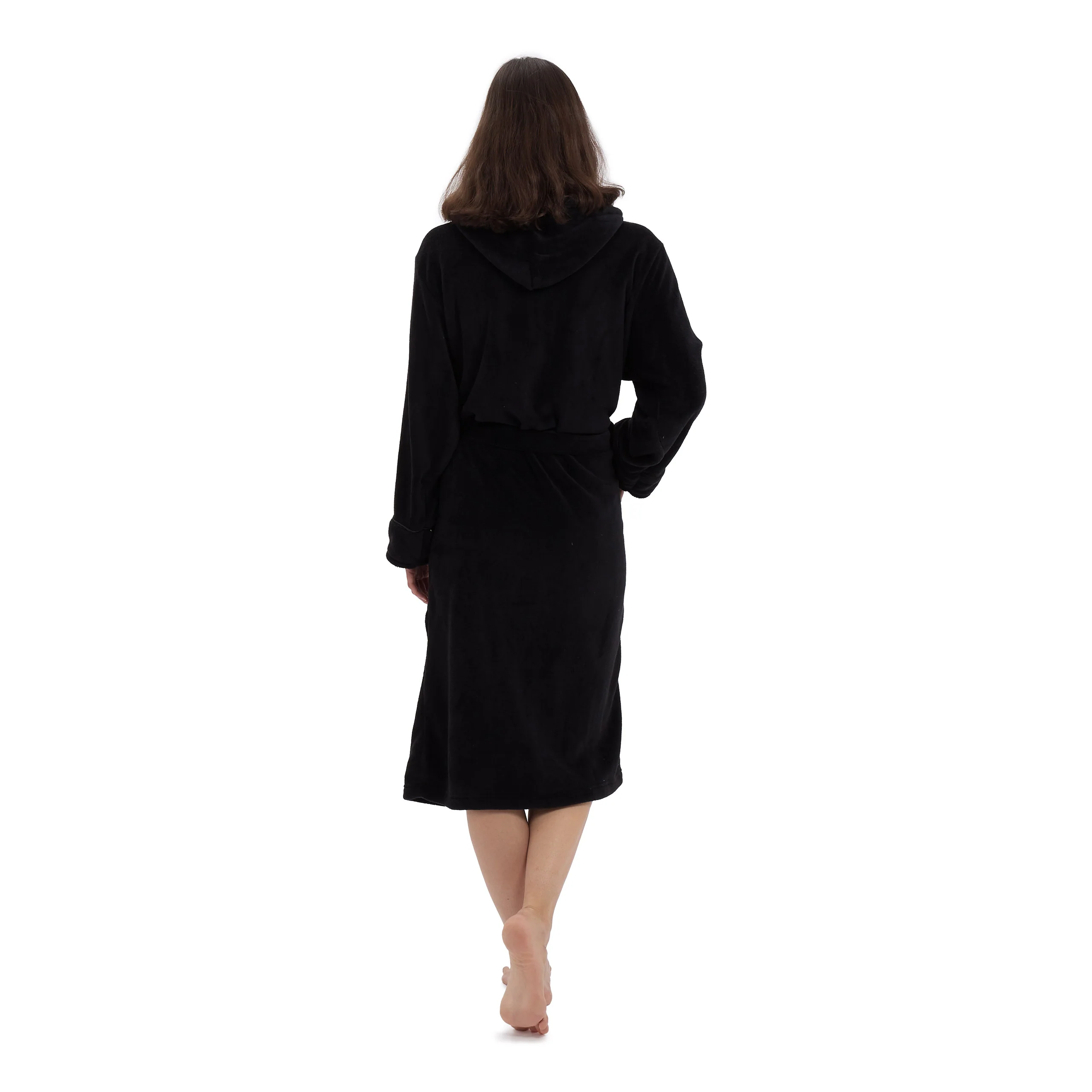Luxury Mikrofaser Bademantel mit Kapuze für Damen und Herren - Schwarz - Größe M - Image 6