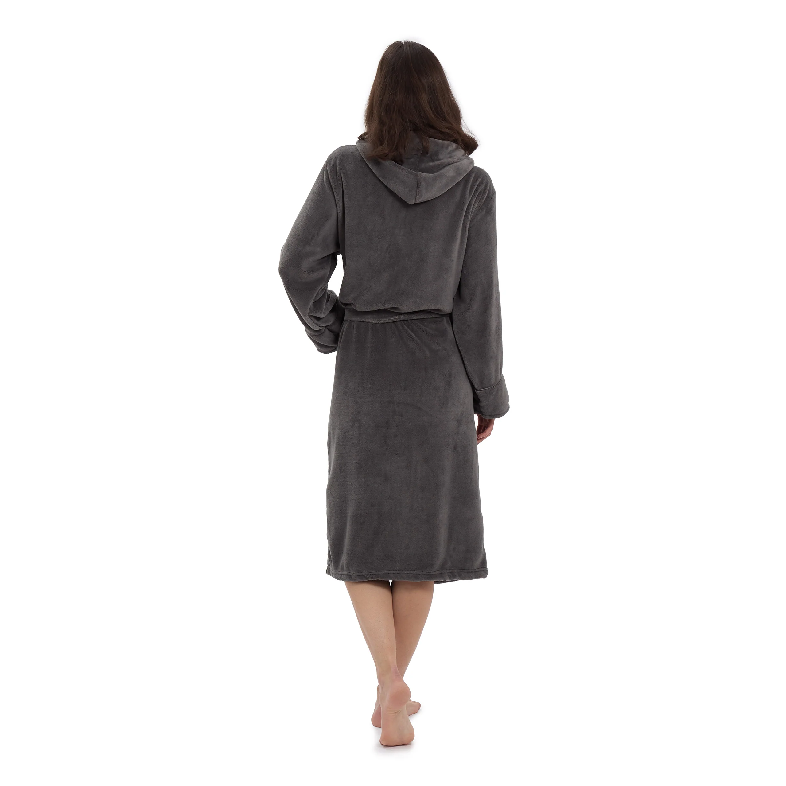 Luxury Mikrofaser Bademantel mit Kapuze für Damen und Herren - Grau - Größe XXL - Image 6