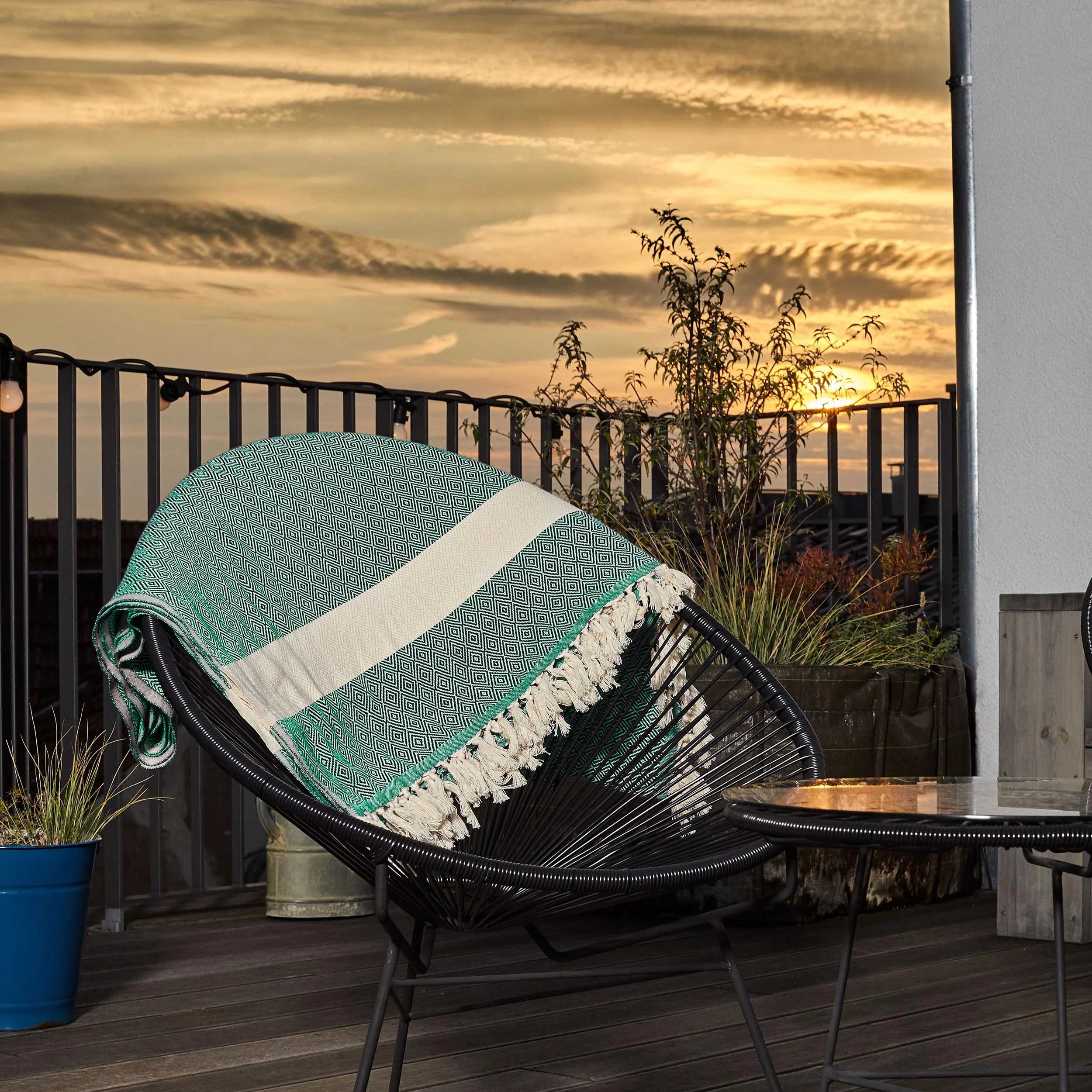 Baumwolldecke / Tagesdecke aus 100 % Baumwolle - ca. 200 x 240 cm - Grün - Image 5
