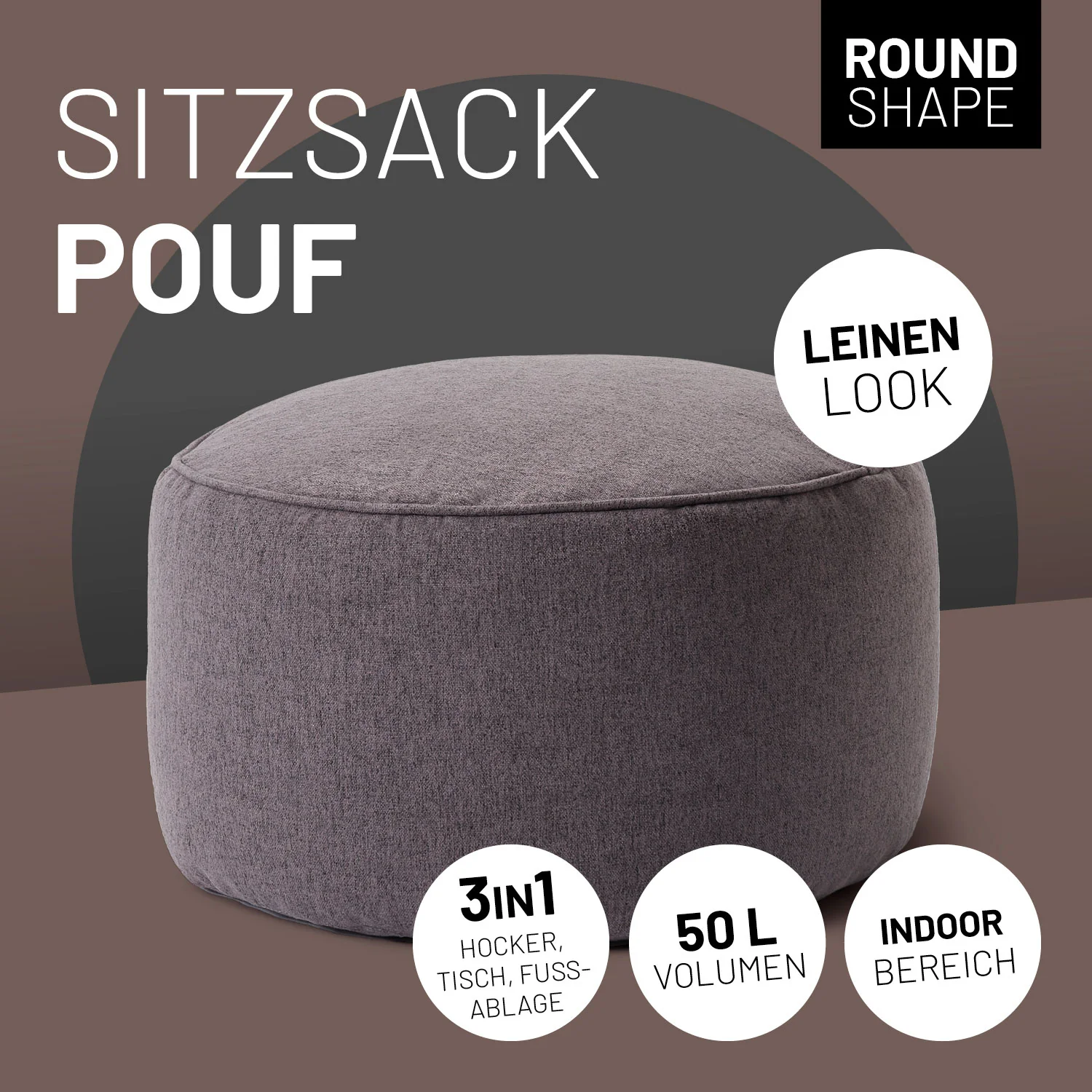 Comfort Line Sitzsack-Hocker/Pouf (50 L) - indoor - Dunkelgrau - Image 2