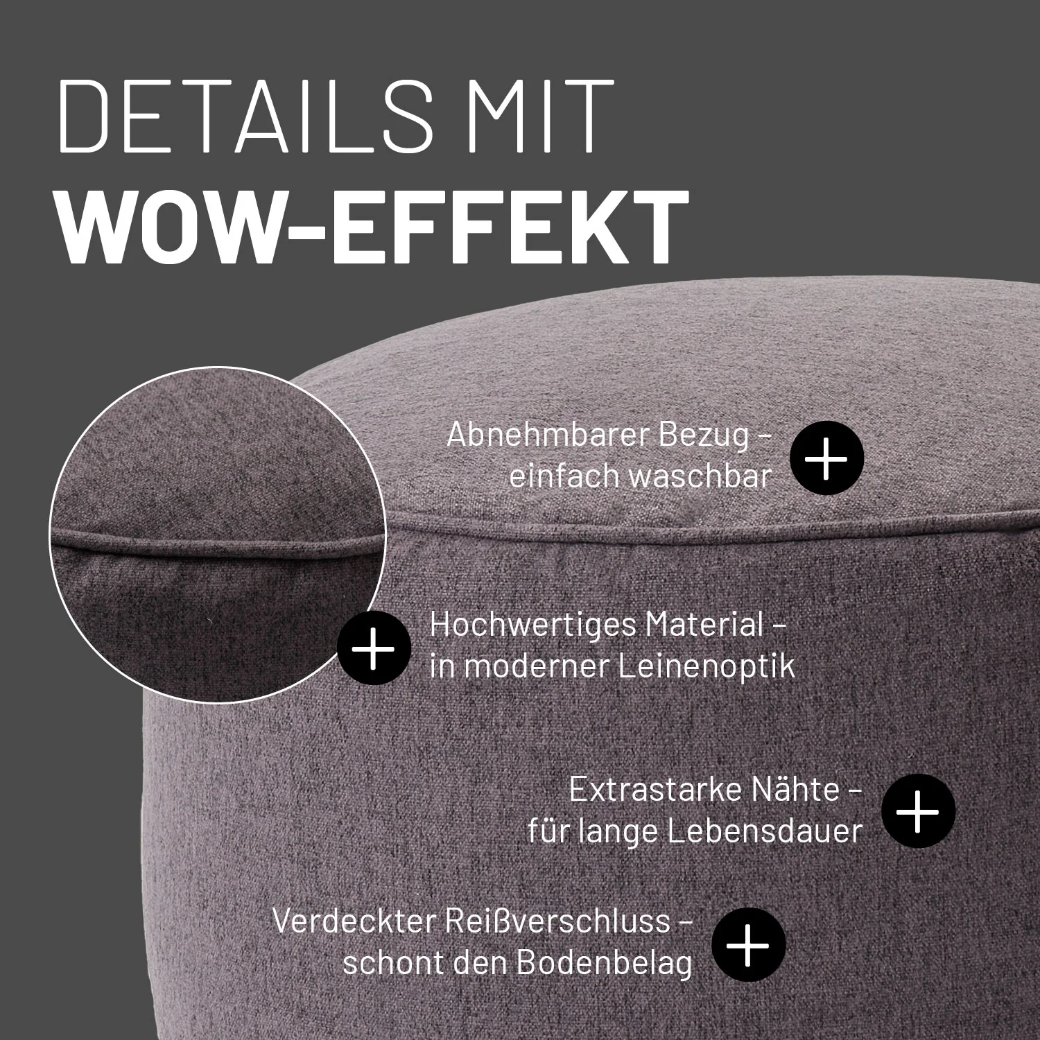 Comfort Line Sitzsack-Hocker/Pouf (50 L) - indoor - Dunkelgrau - Image 5