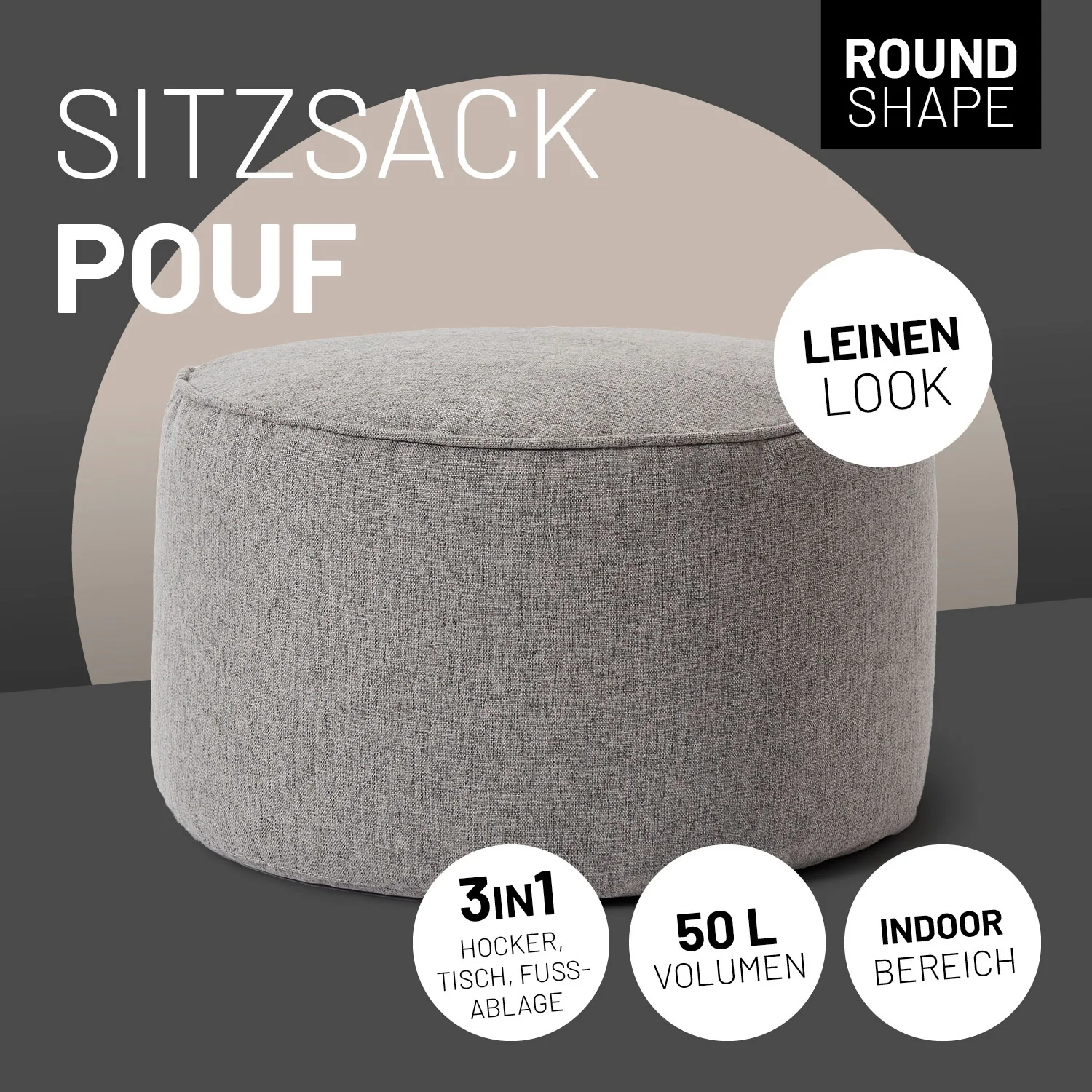 Comfort Line Sitzsack-Hocker/Pouf (50 L) - indoor - Hellgrau - Image 2