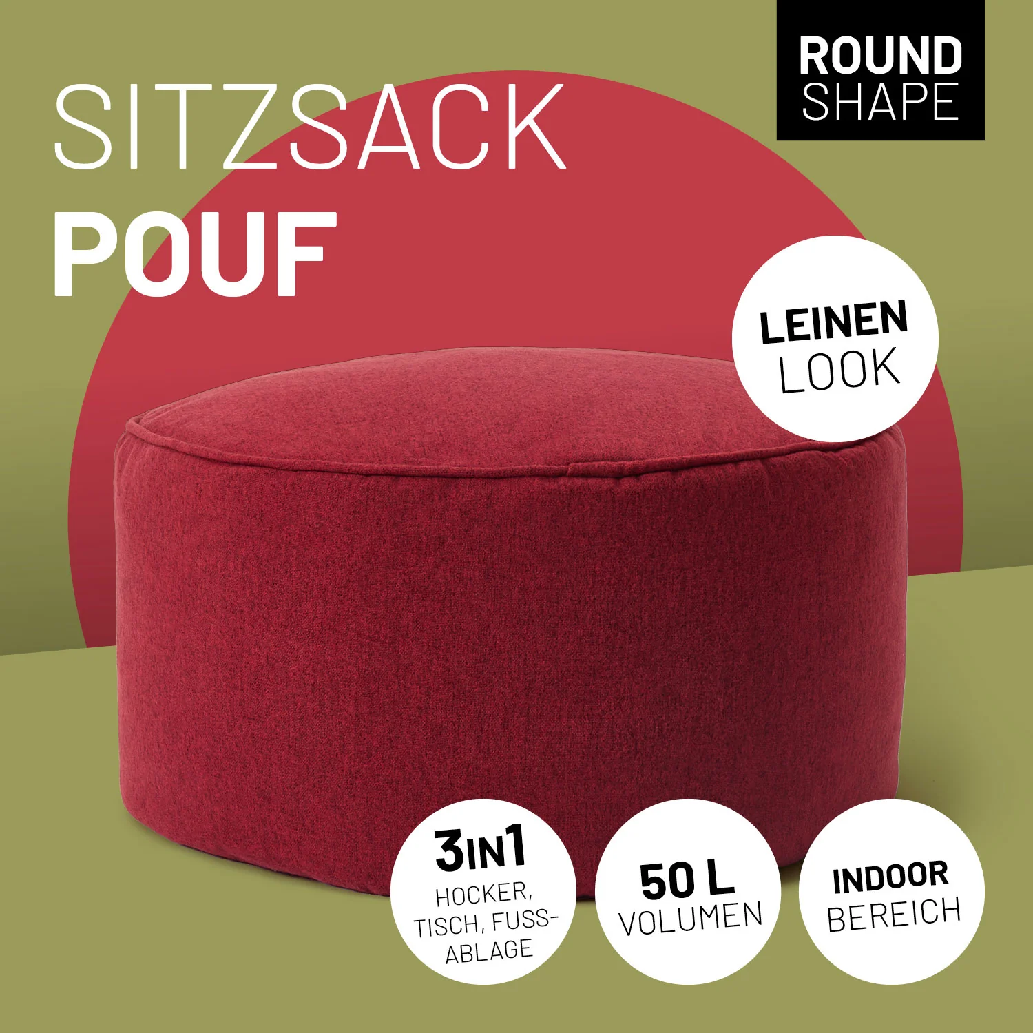 Comfort Line Sitzsack-Hocker/Pouf (50 L) - indoor - Rot - Image 2