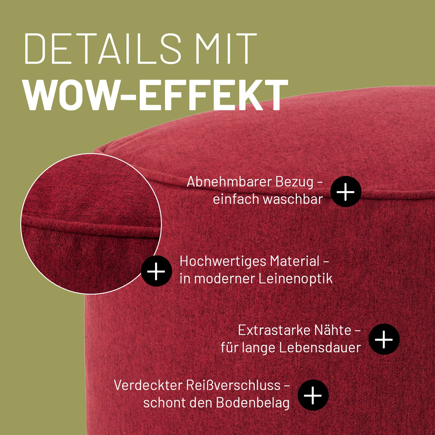 Comfort Line Sitzsack-Hocker/Pouf (50 L) - indoor - Rot - Image 5