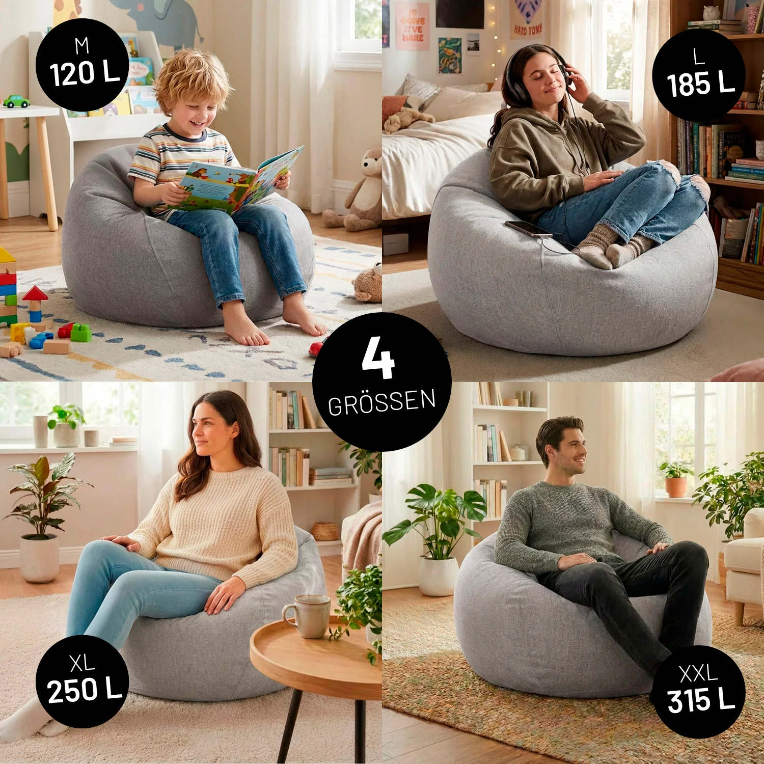 Comfort Line Sitzsack L - 185 L - Hellgrau - Image 4