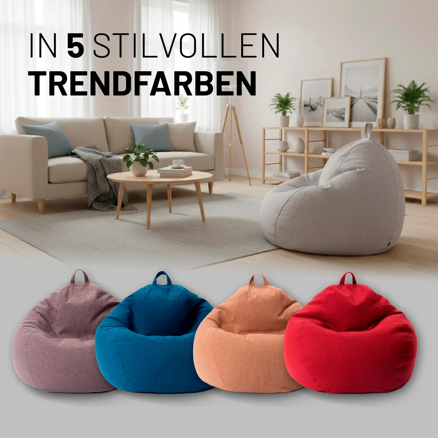 Comfort Line Sitzsack M - 120 L - Hellgrau - Image 7