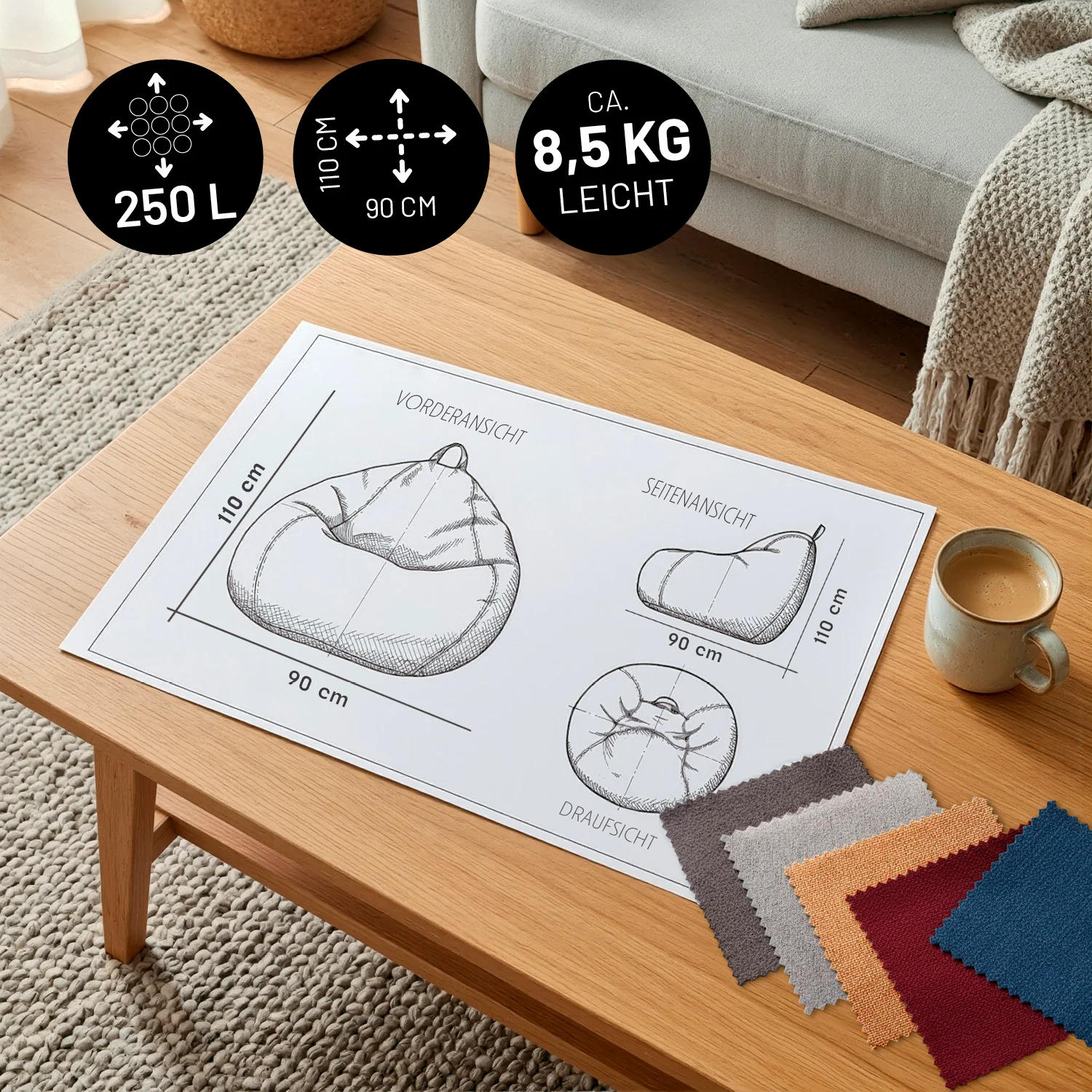 Comfort Line Sitzsack XL - 250 L - Braun - Image 3