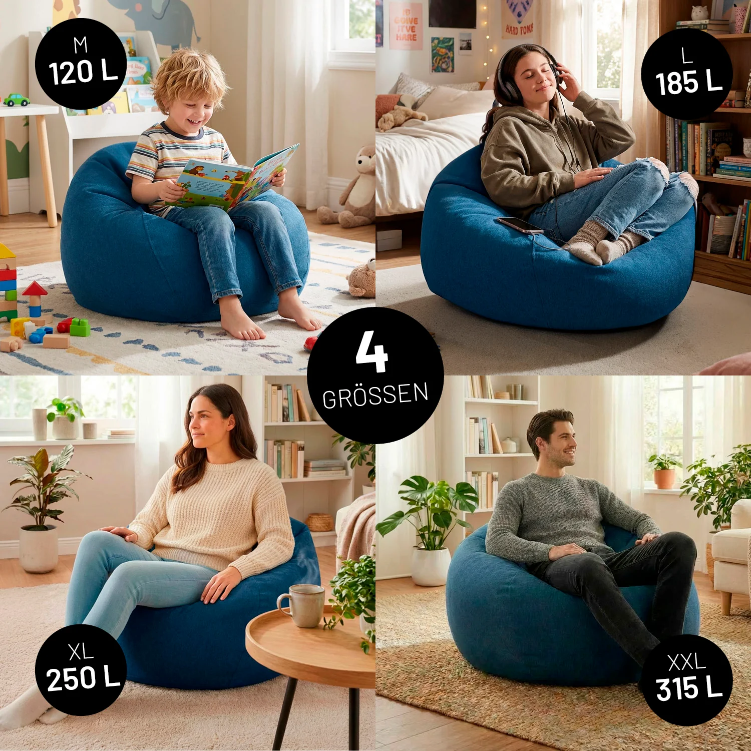 Comfort Line Sitzsack XL - 250 L - Dunkelblau - Image 4