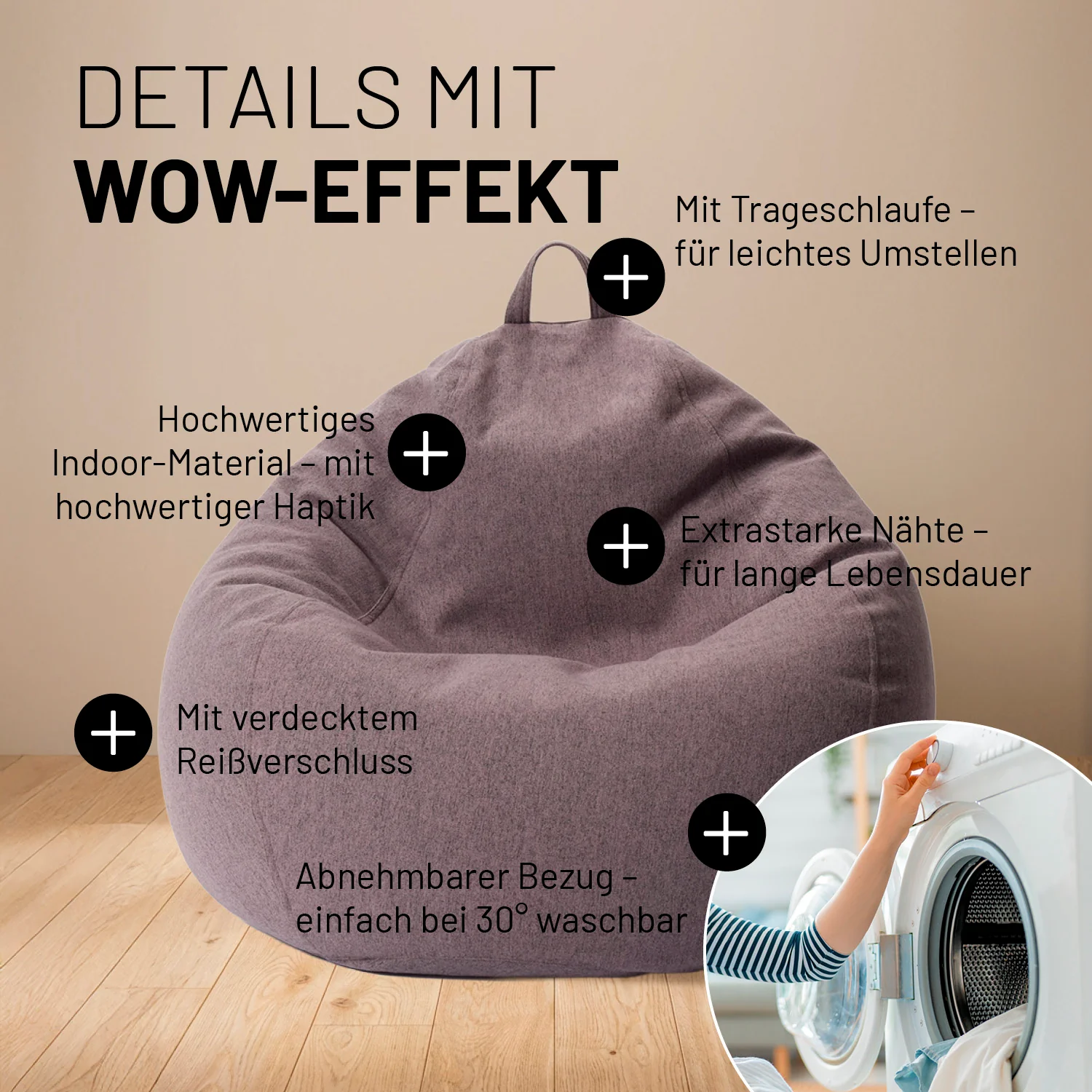 Comfort Line Sitzsack XL - 250 L - Dunkelgrau - Image 5