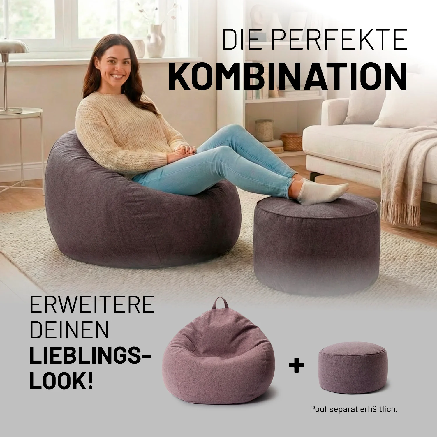 Comfort Line Sitzsack XL - 250 L - Dunkelgrau - Image 9