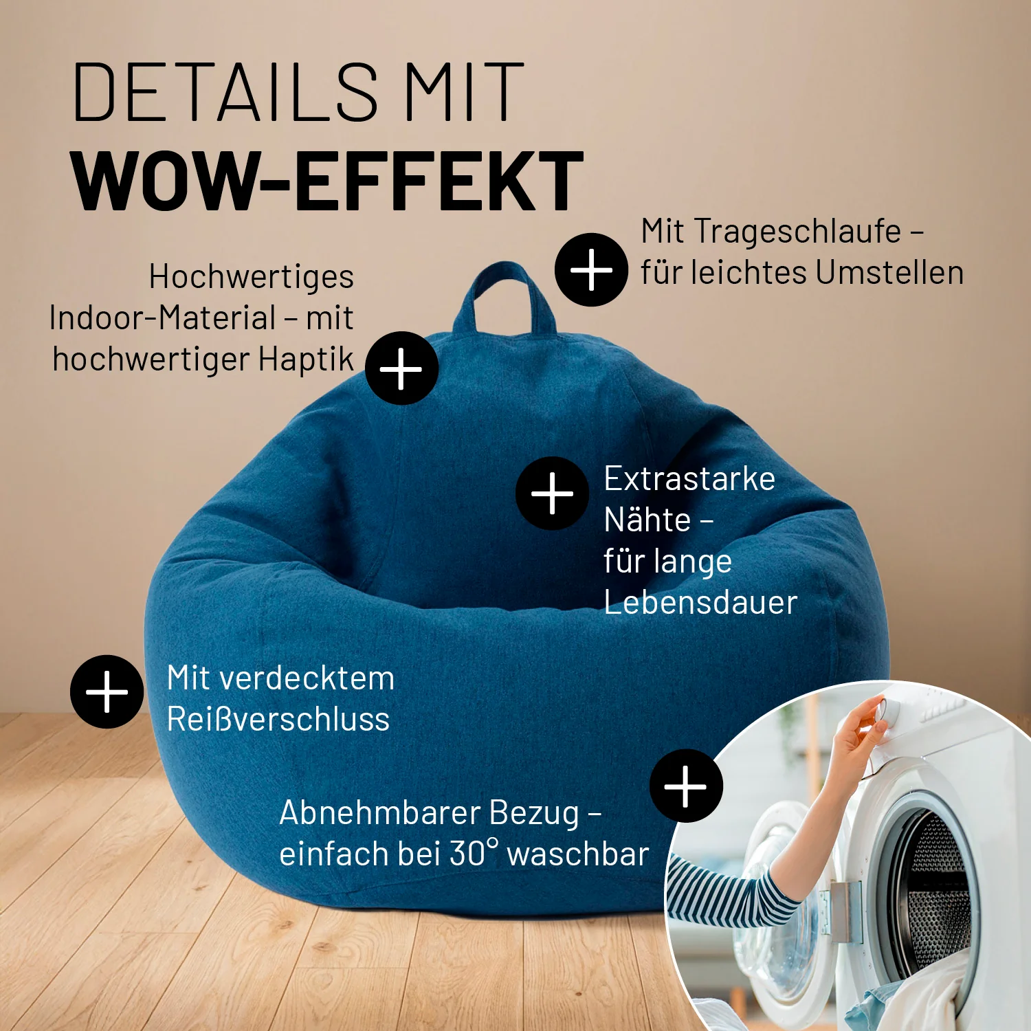Comfort Line Sitzsack XXL - 315 L - Dunkelblau - Image 5