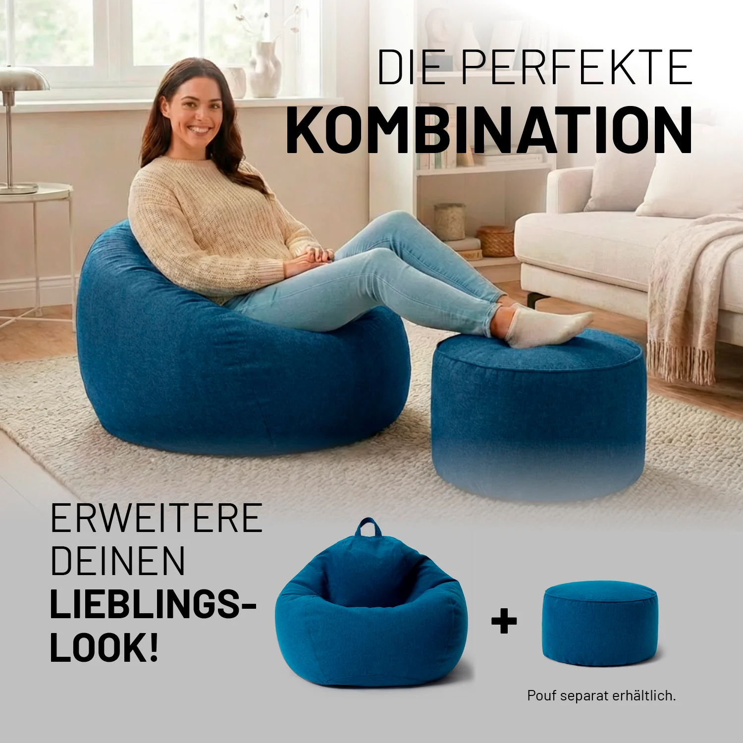 Comfort Line Sitzsack XXL - 315 L - Dunkelblau - Image 9
